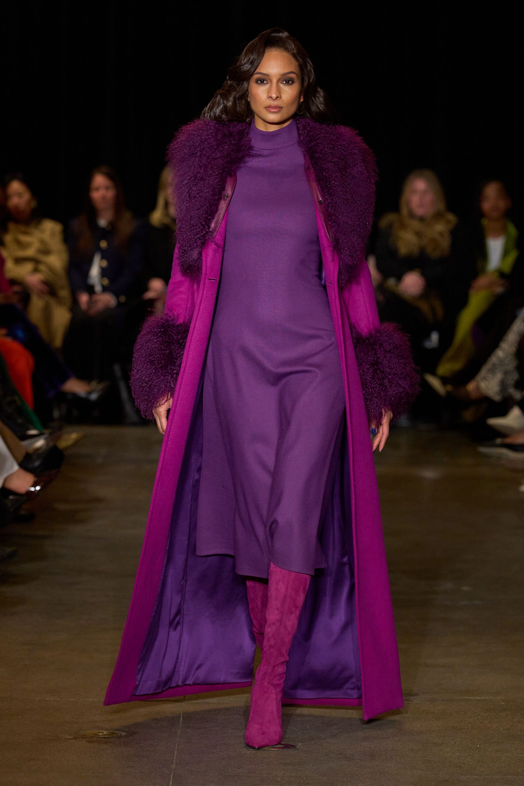 purple gown with pink boots