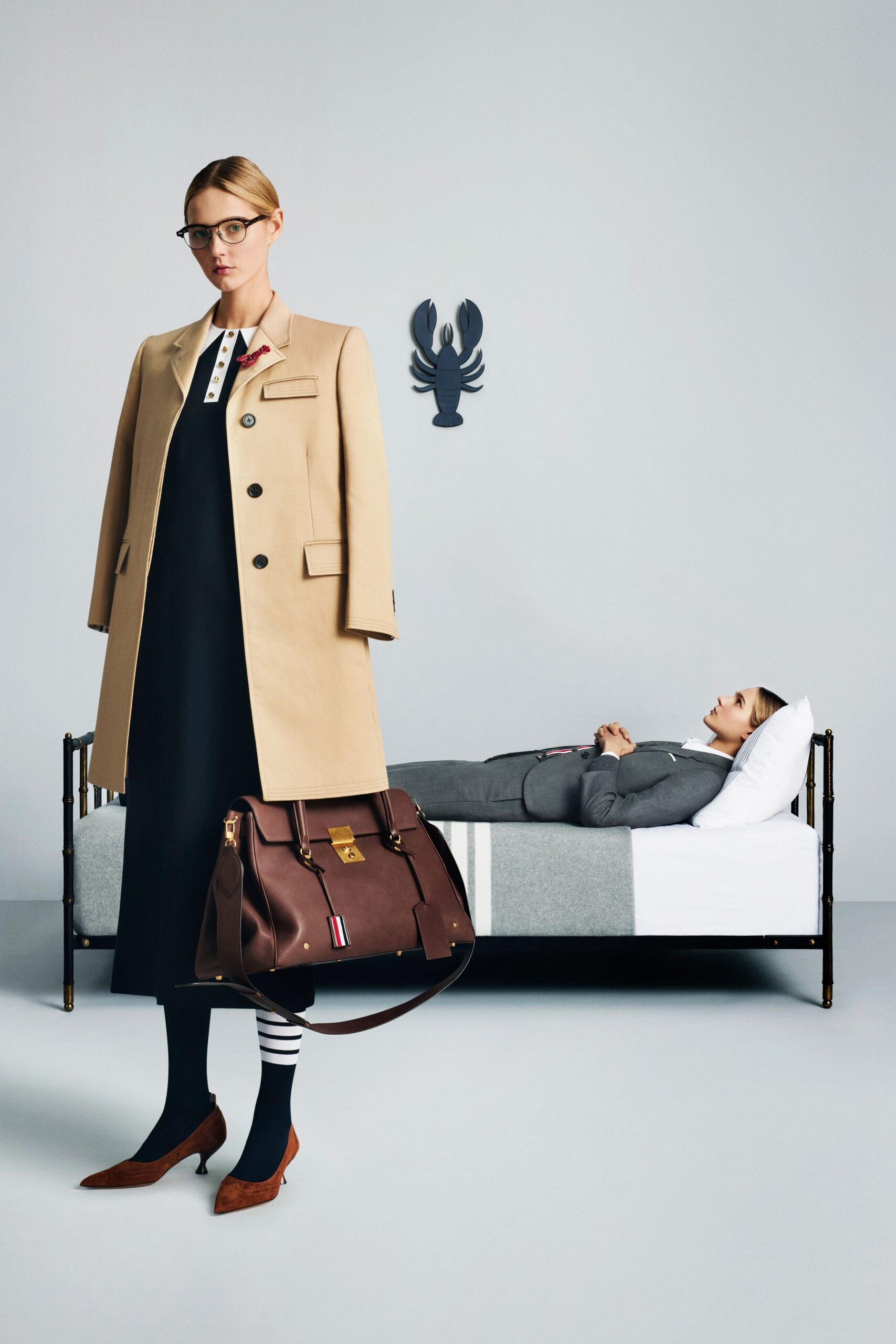 beige wool long-sleeve collared structured buttoned coat