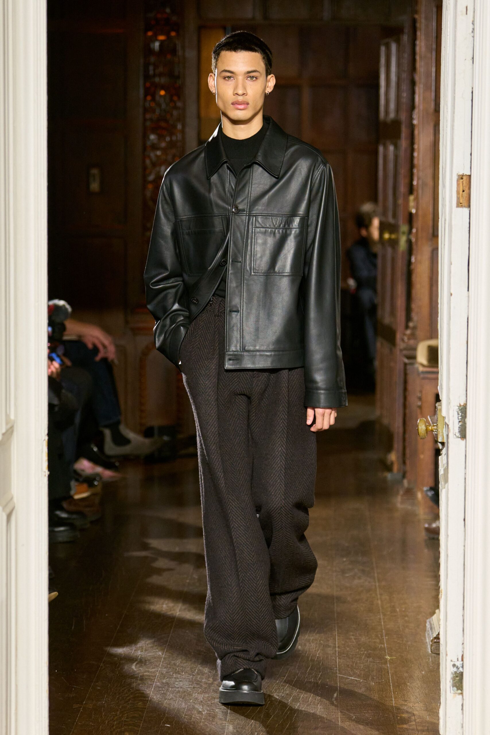 black leather jacket and pants