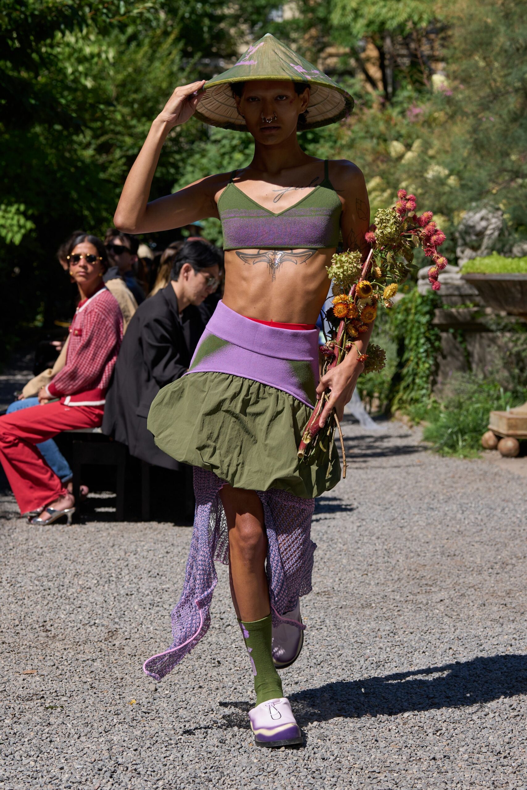 green cotton sleeveless fitted cropped crop-top