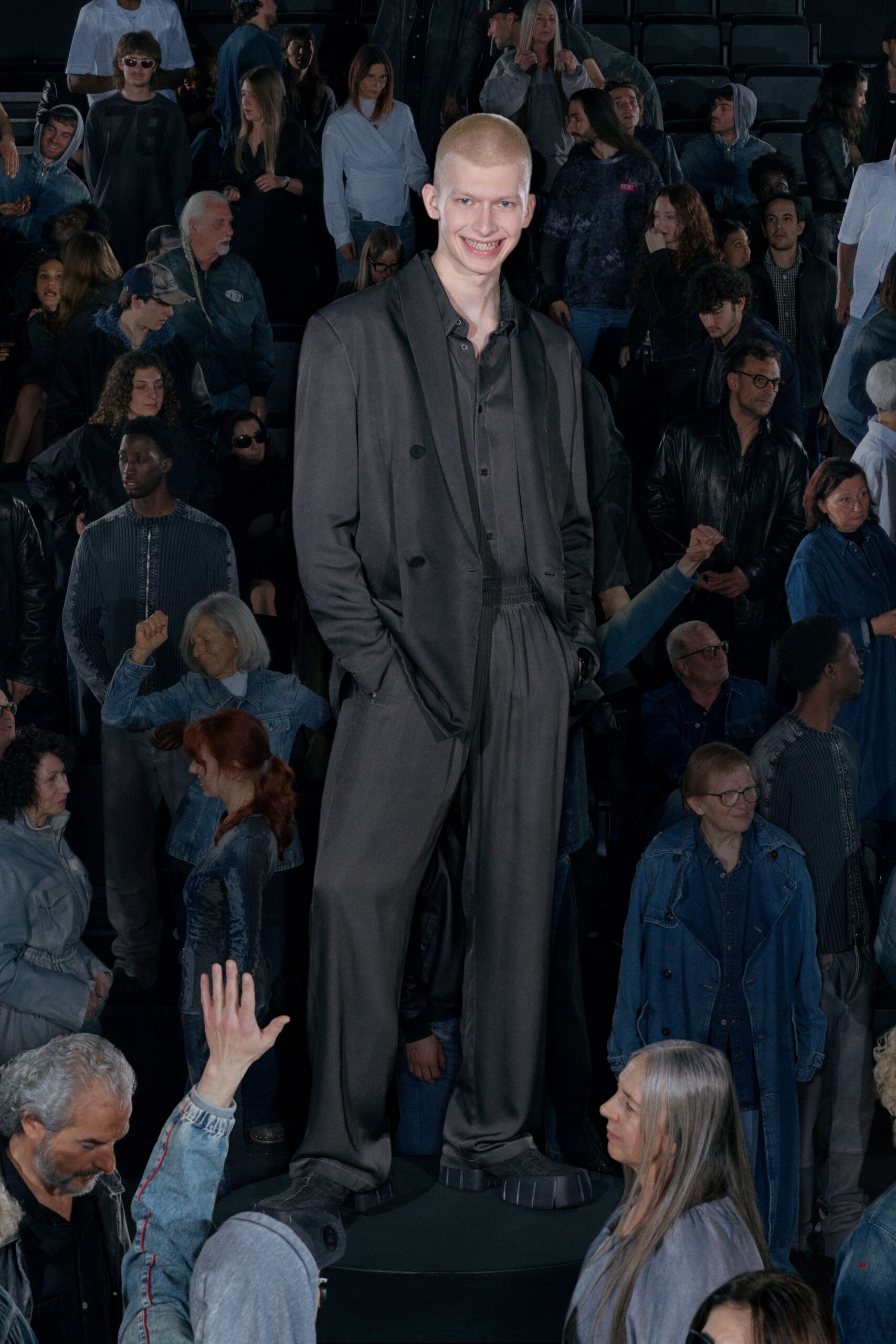 black fitted suit