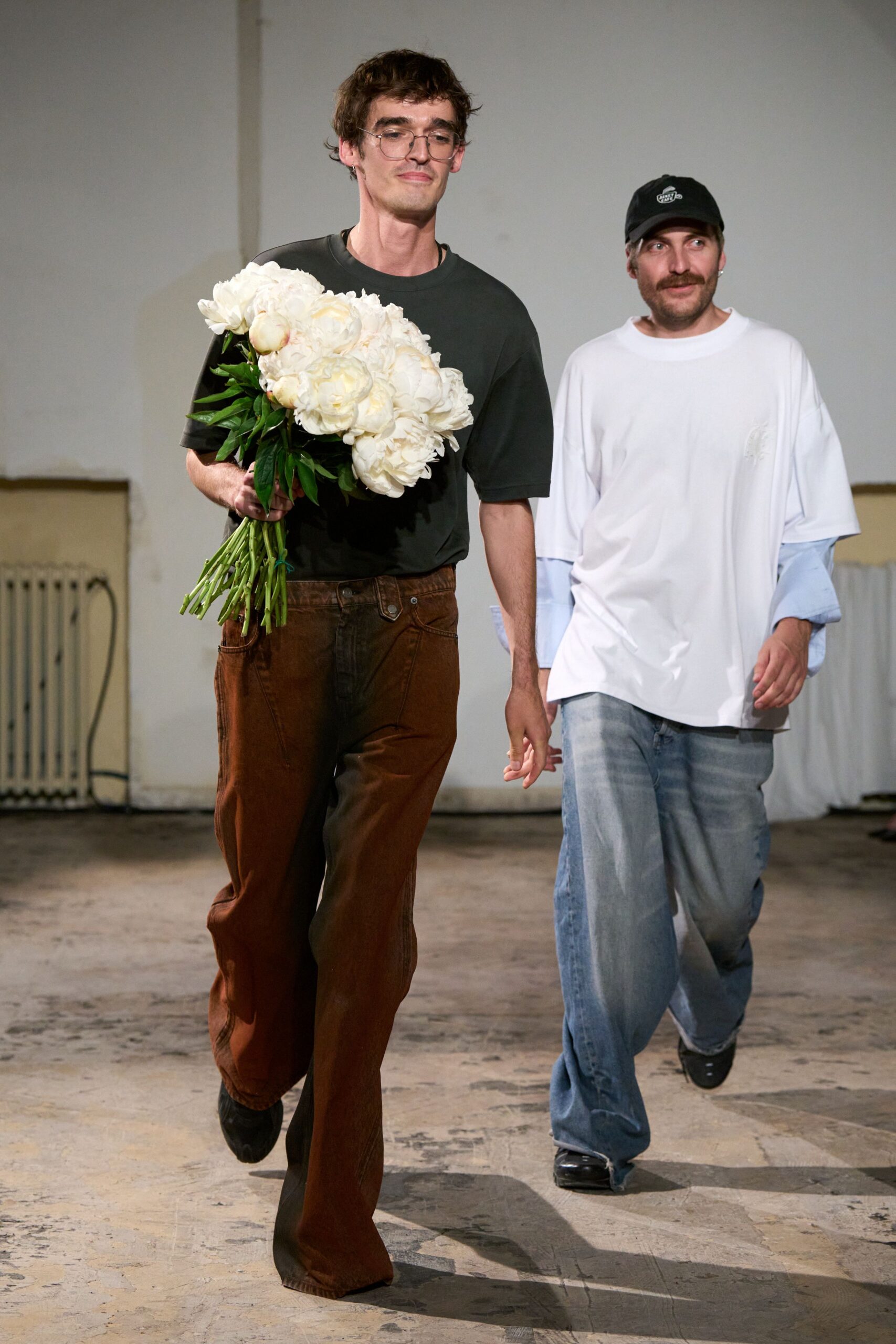 brown fitted flared pants
