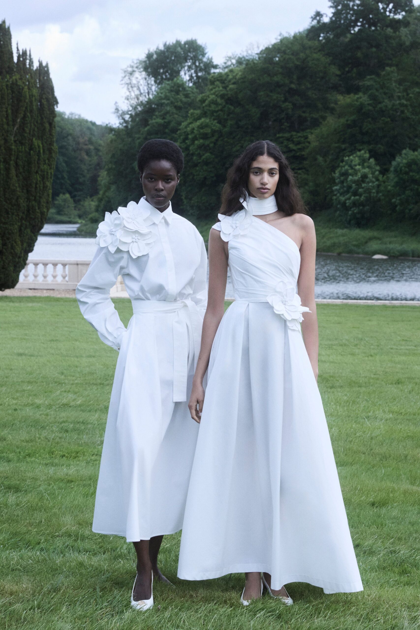 white shirt-dress and gown