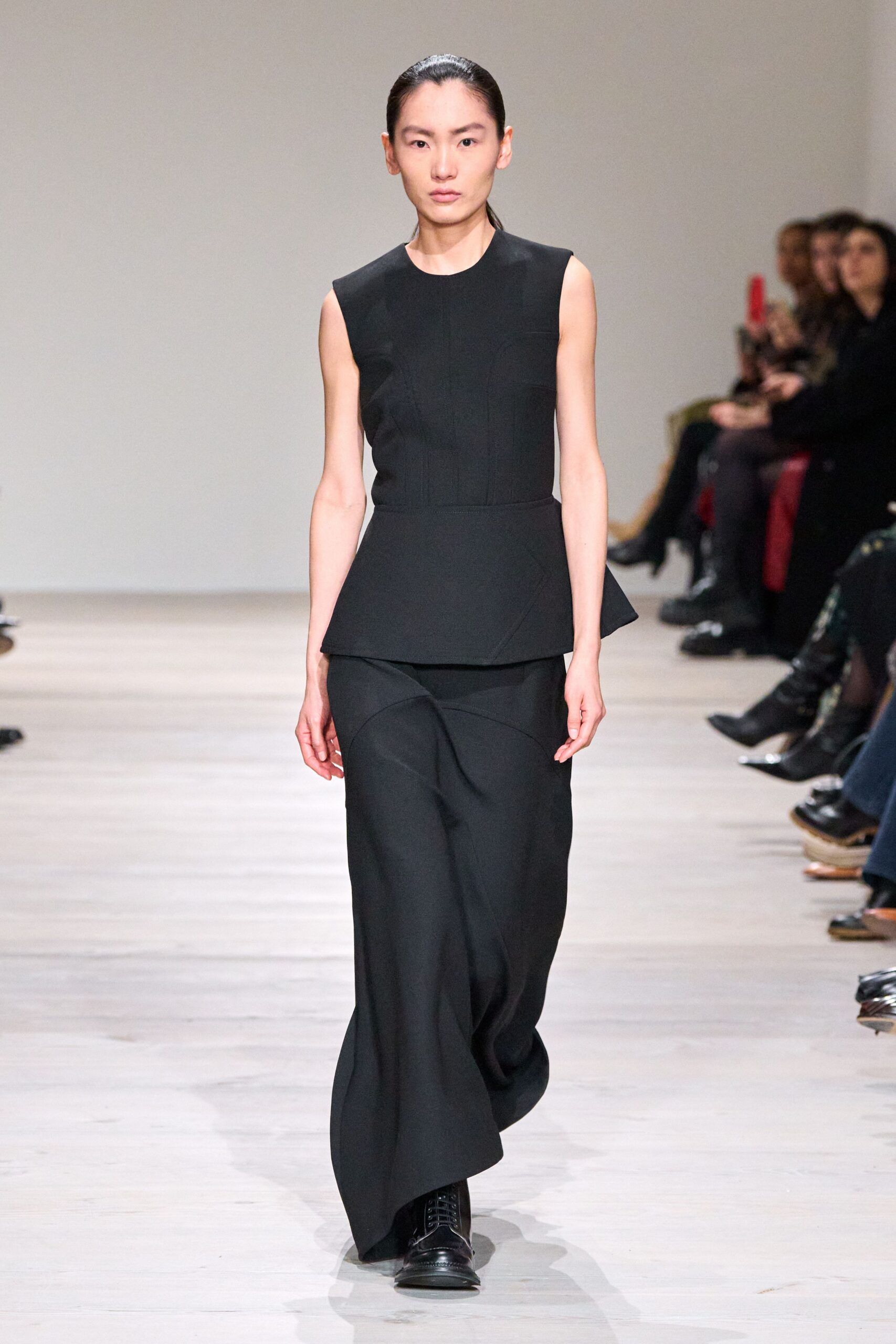 black cotton sleeveless high-neck fitted layered maxi dress