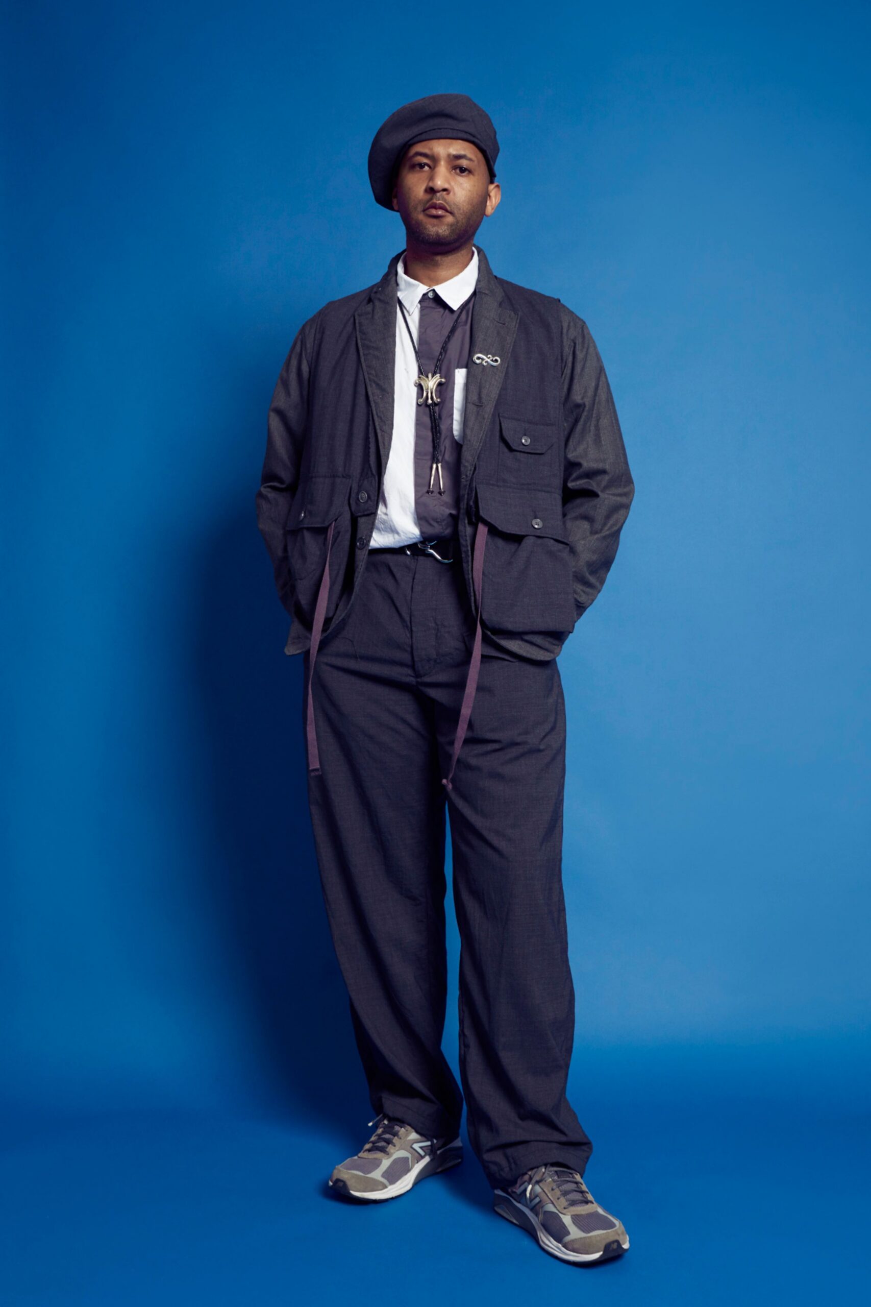 gray relaxed jacket with pants