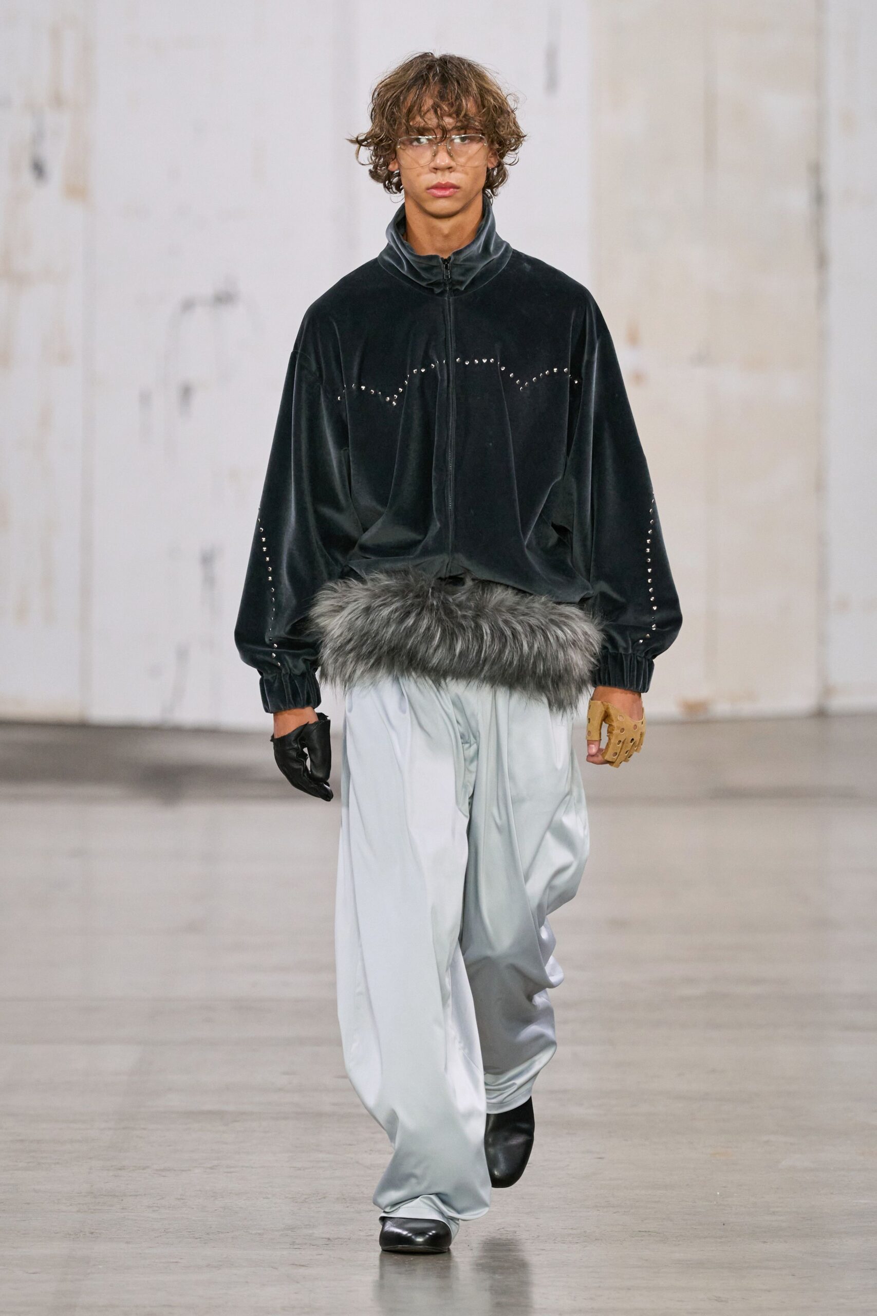 black velvet jacket with fur belt