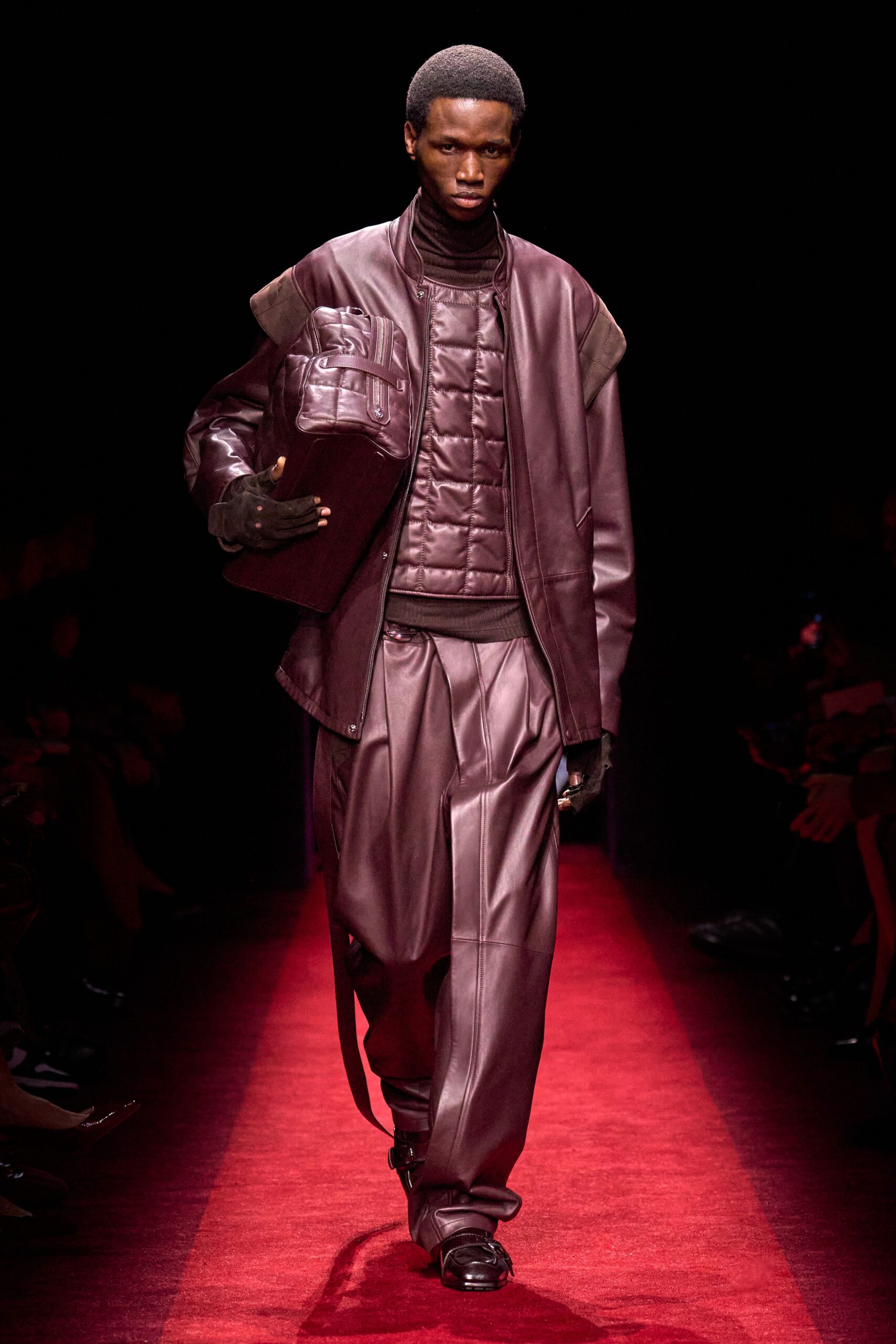 brown leather jacket and pants
