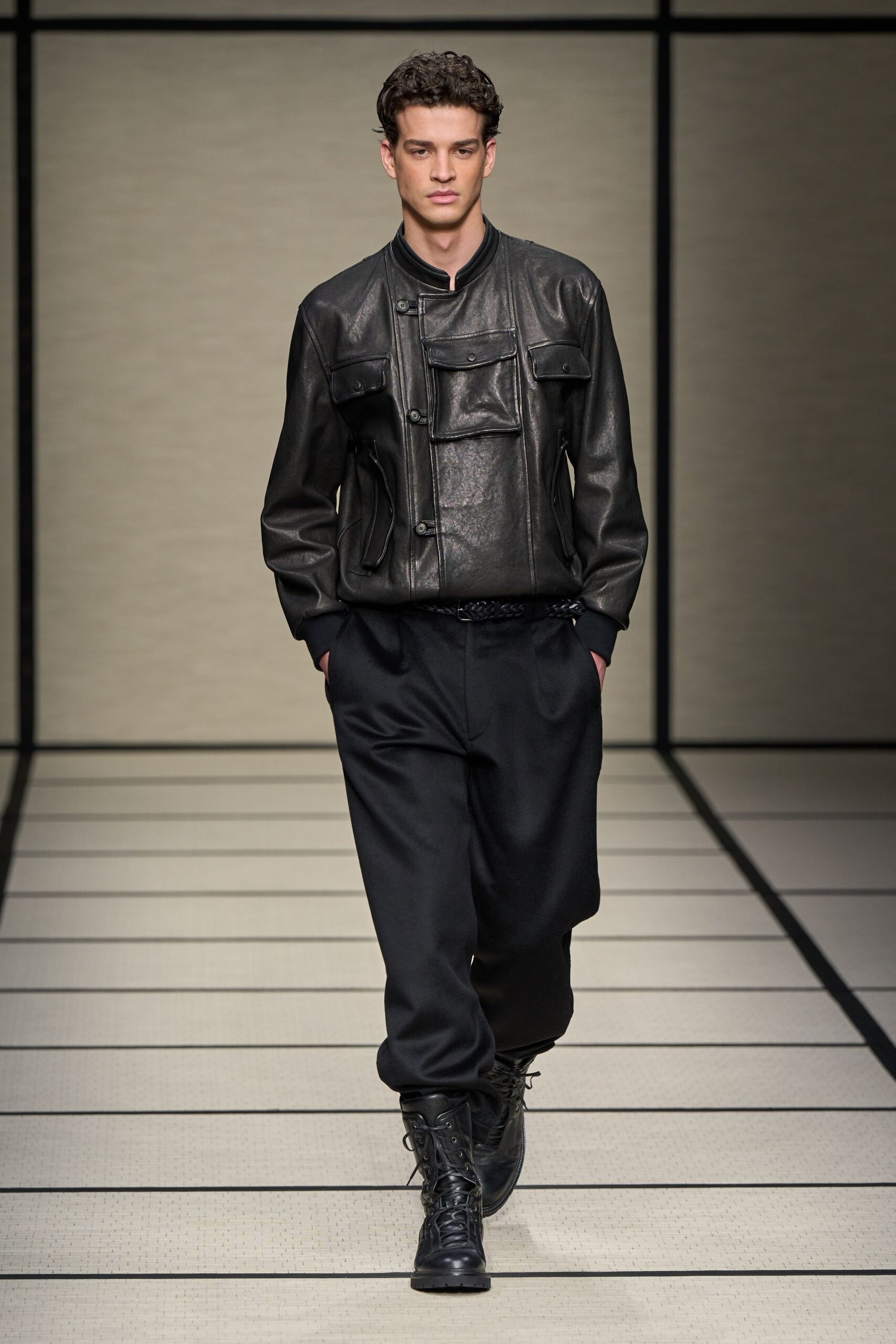 black leather jacket and pants