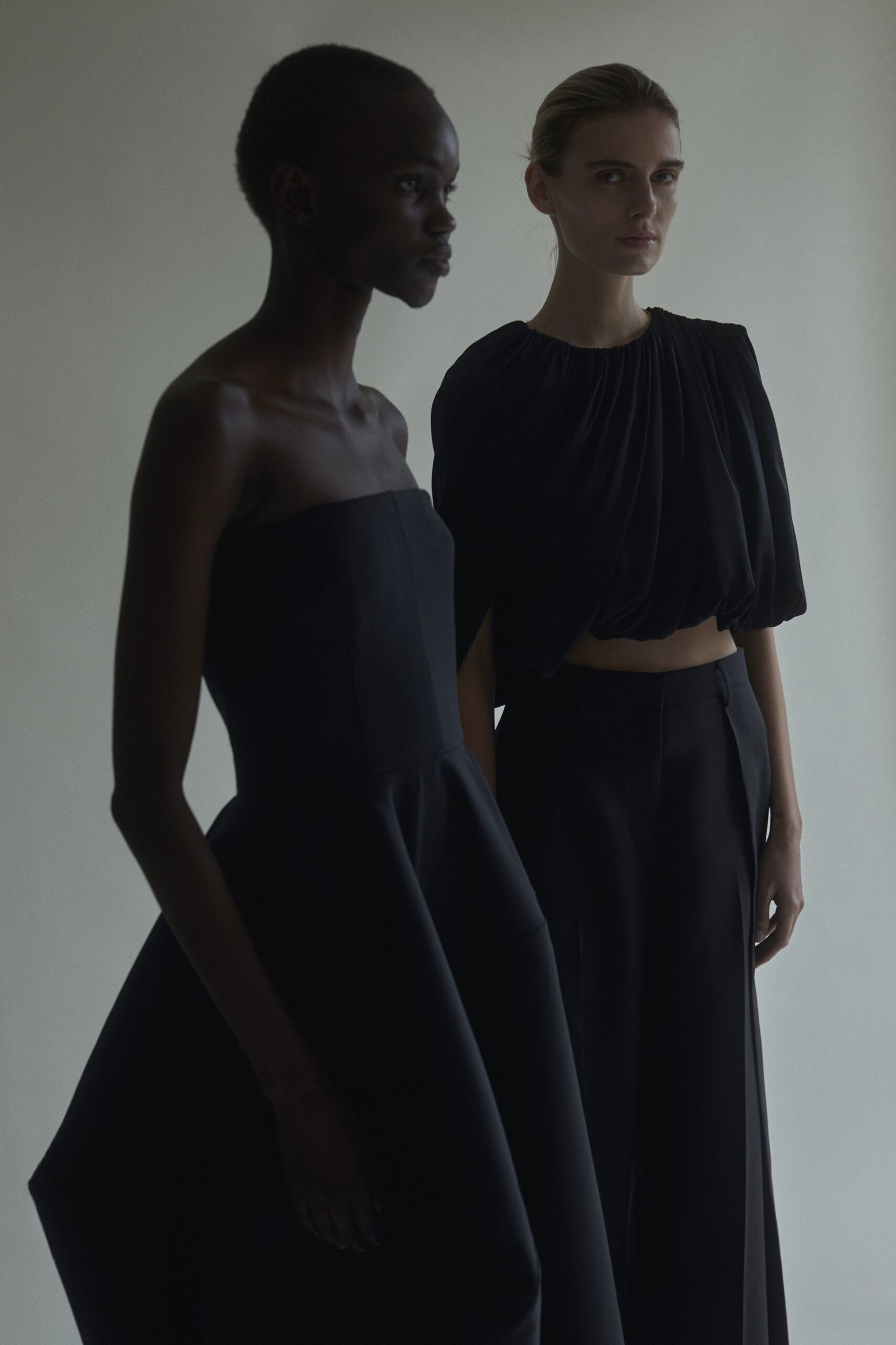 black gown and top with pants