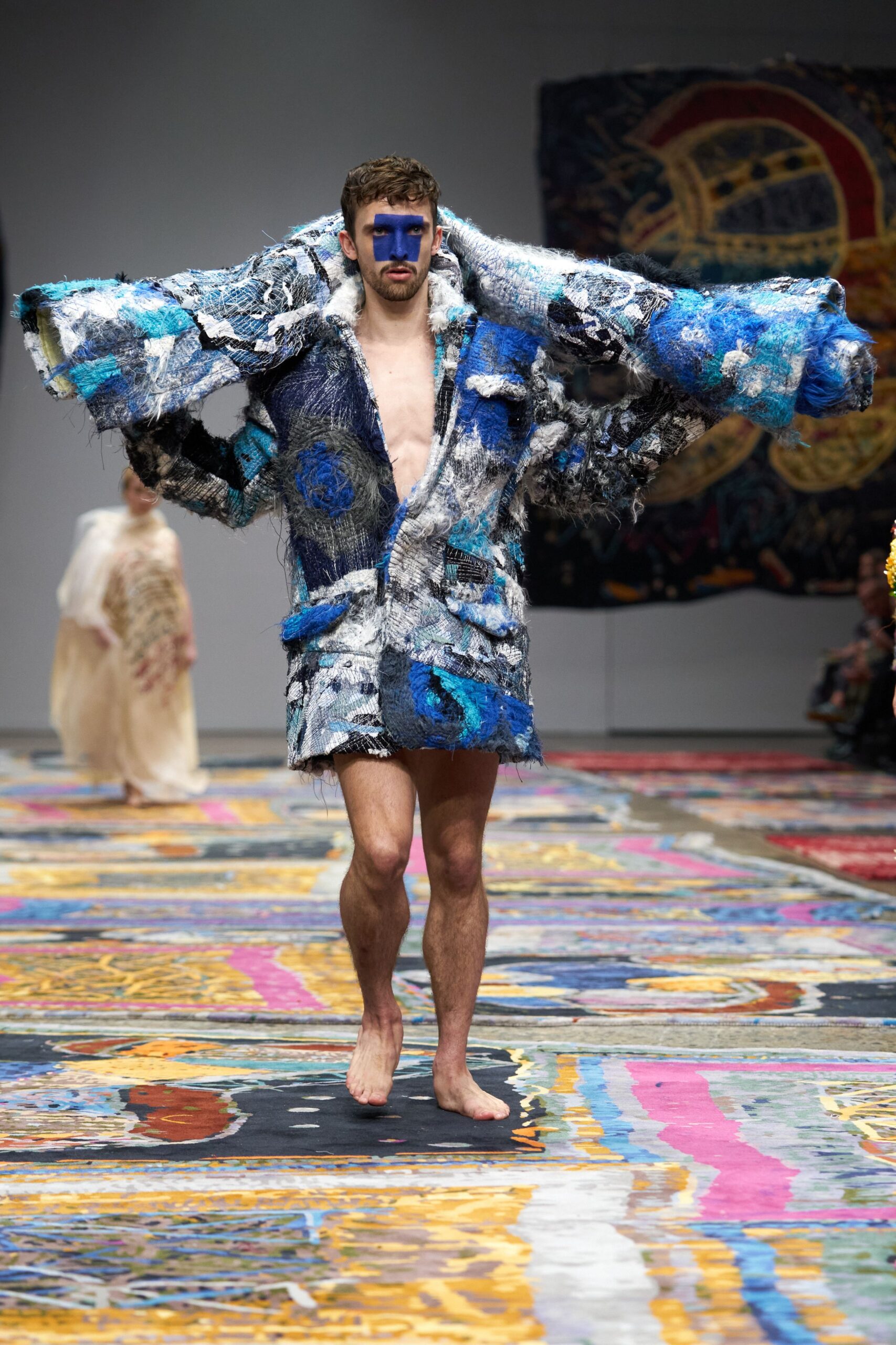 relaxed blue and black coat