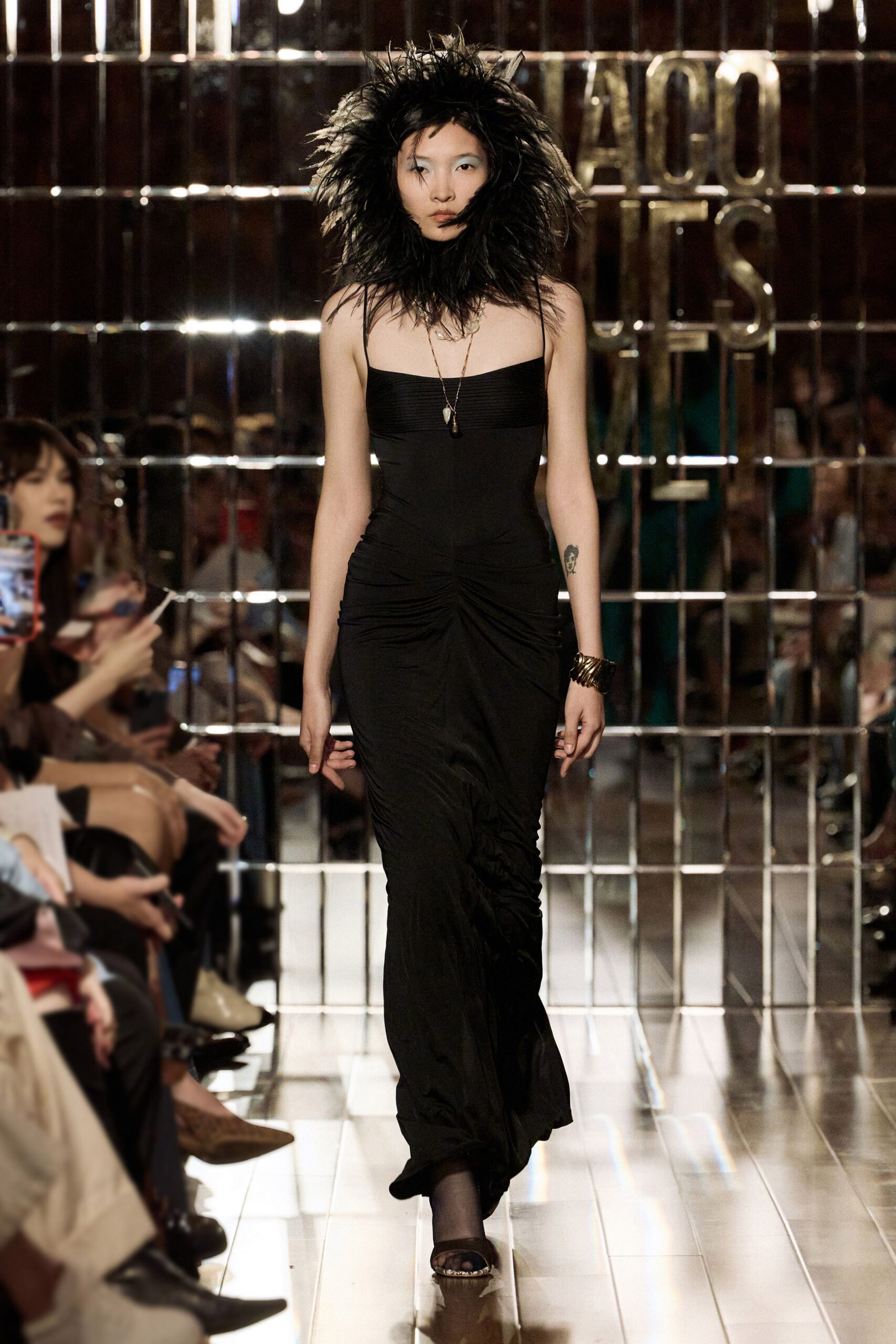 black strapless ruched gown