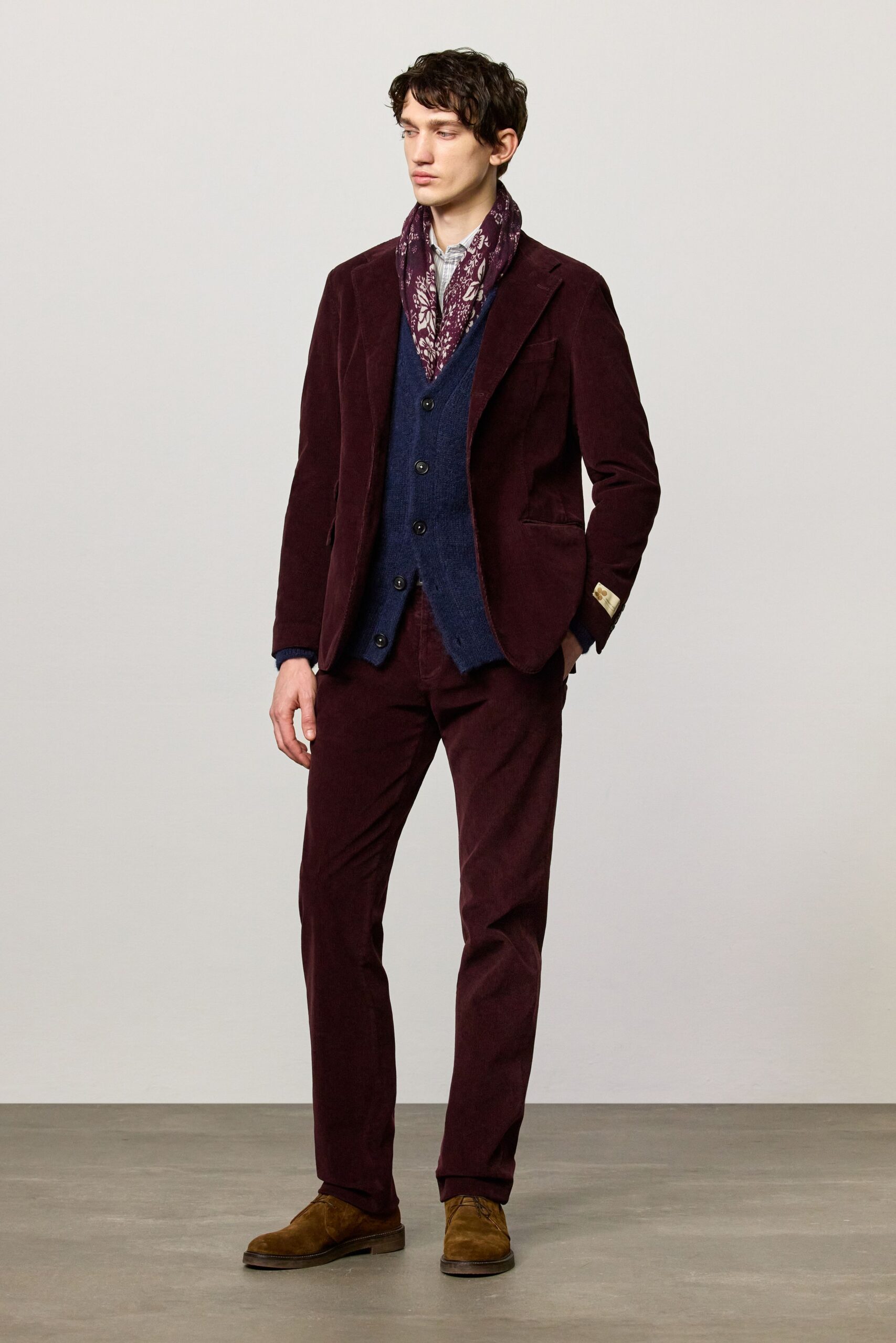 maroon tailored blazer with vest