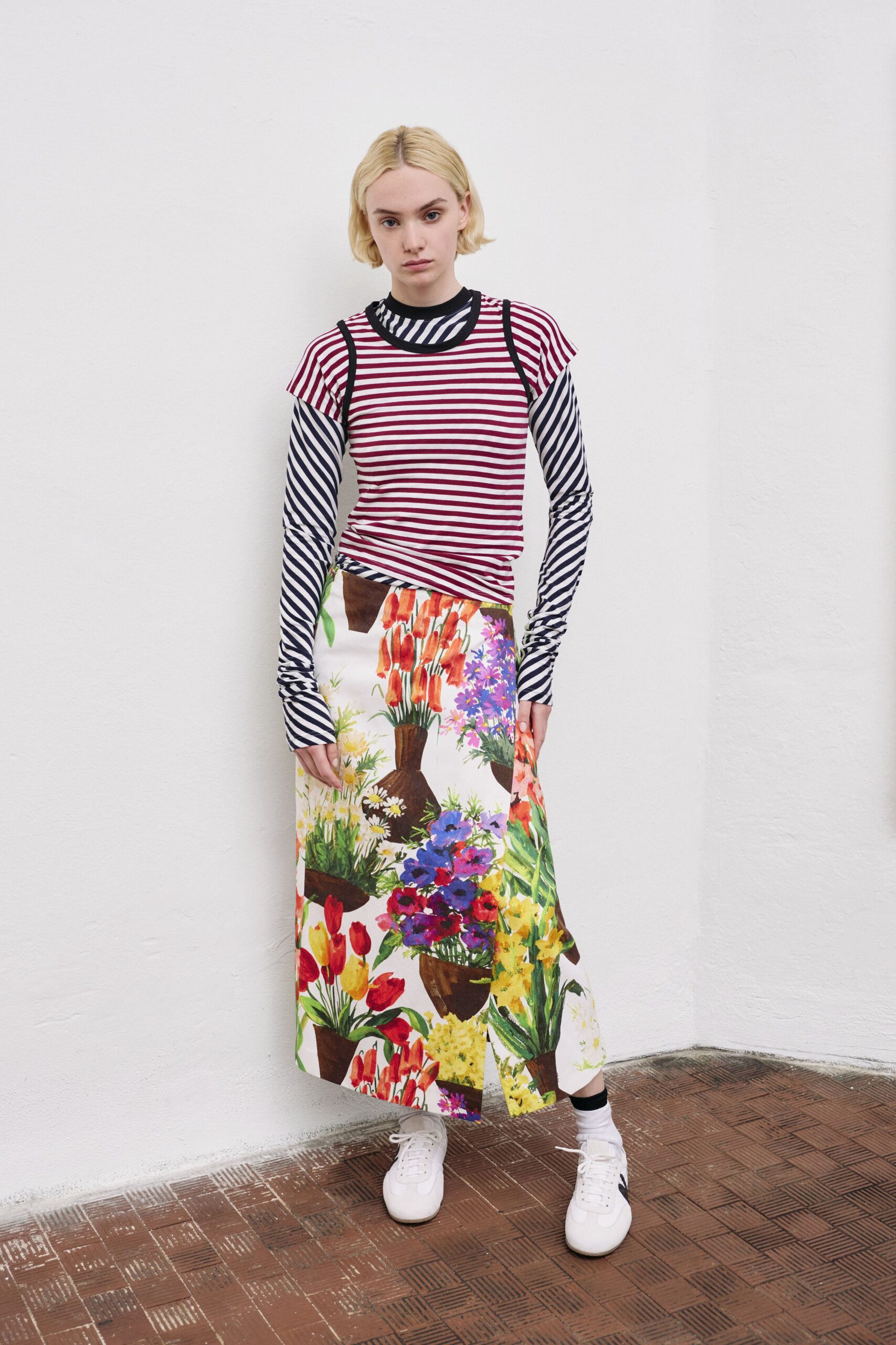 multi cotton relaxed flared maxi skirt