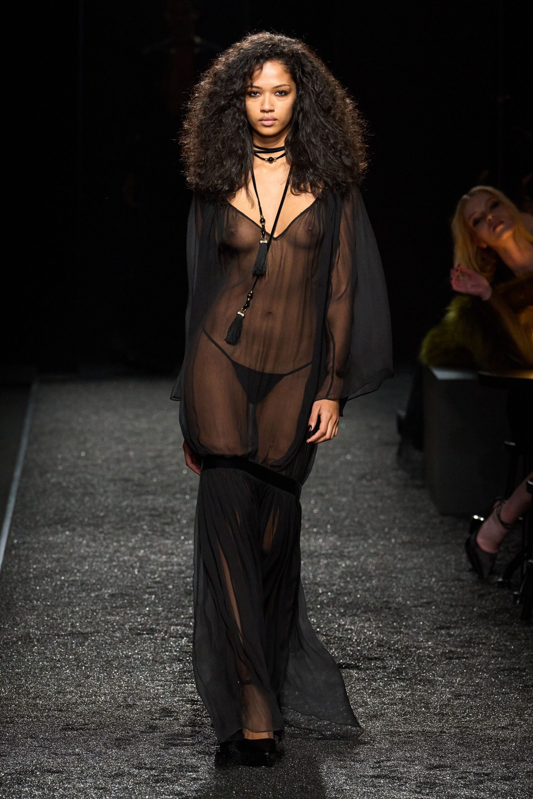 black sheer silk gown