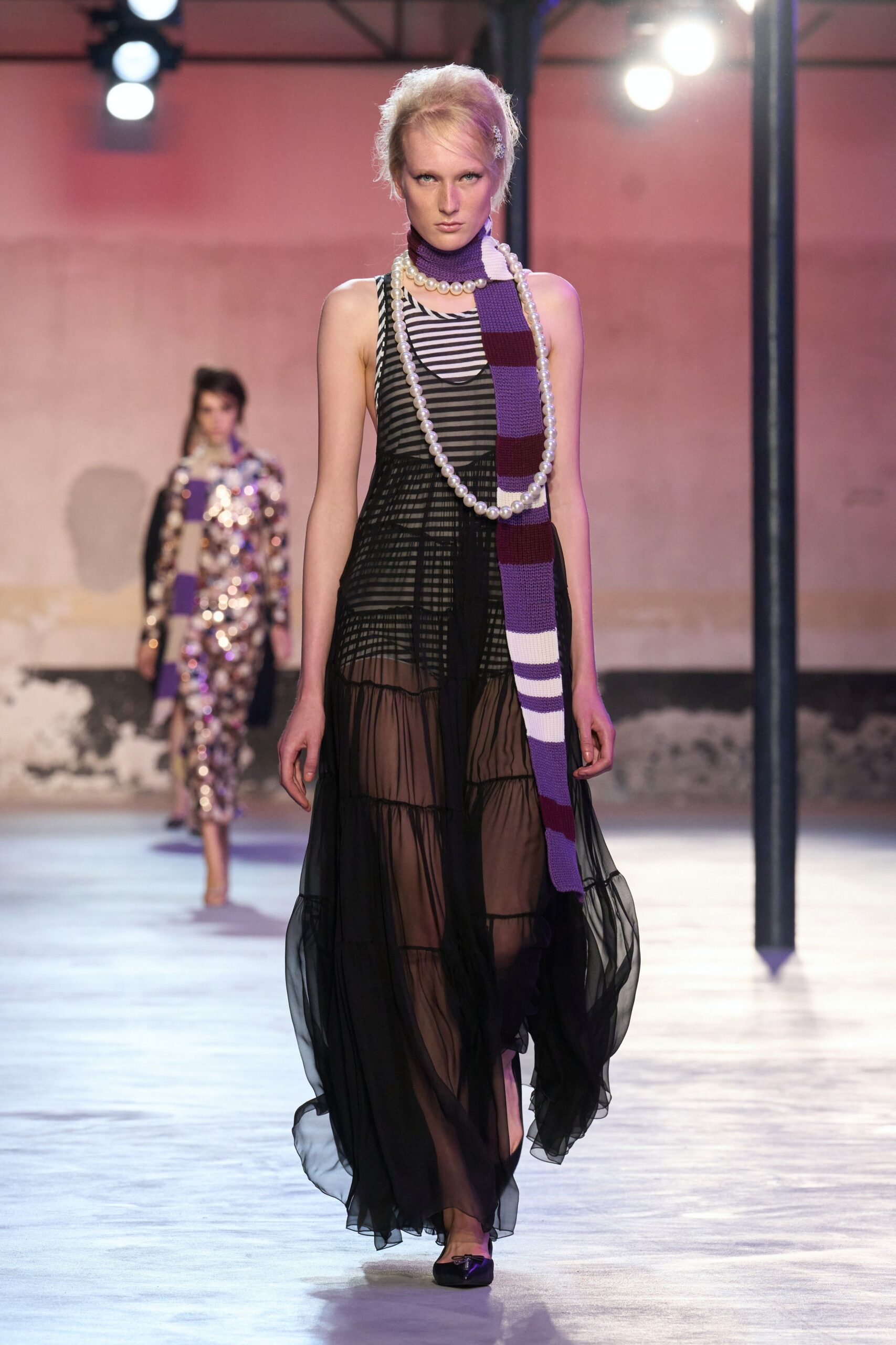 black and white layered maxi dress