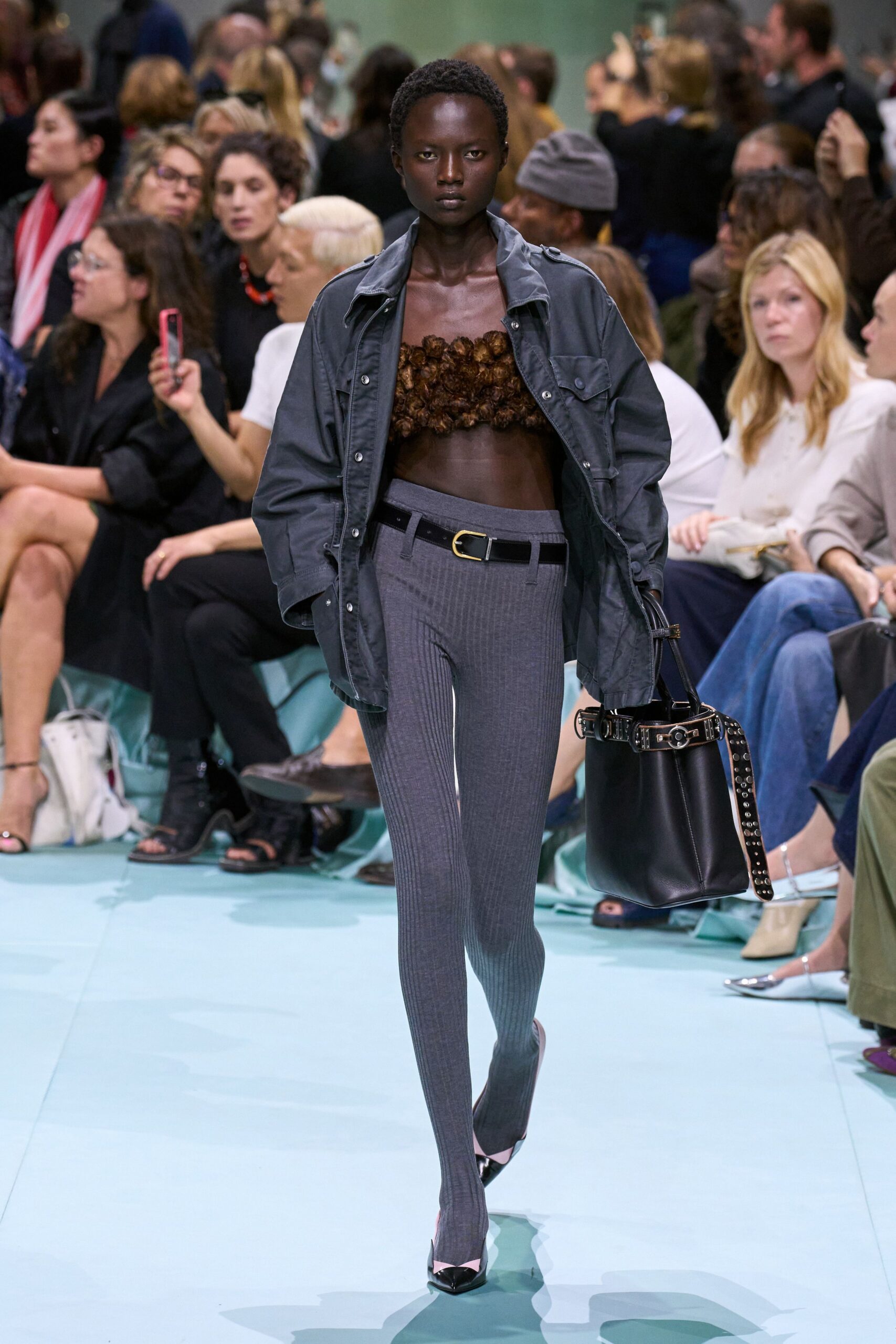 gray cotton slim pleated pants