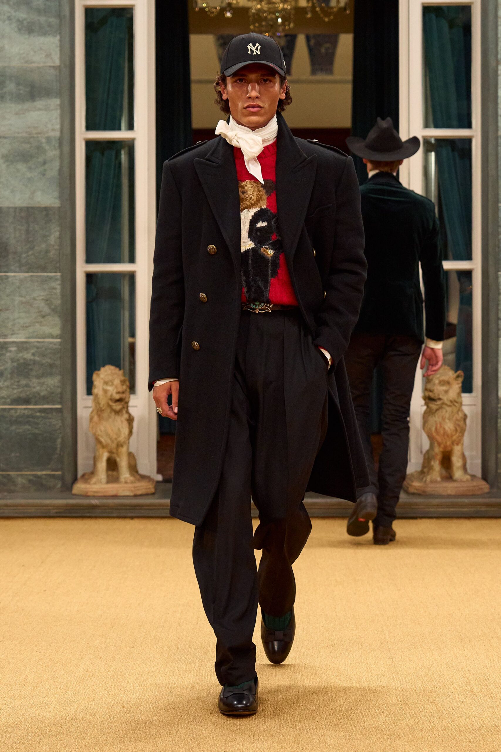 black wool tailored pleated pants