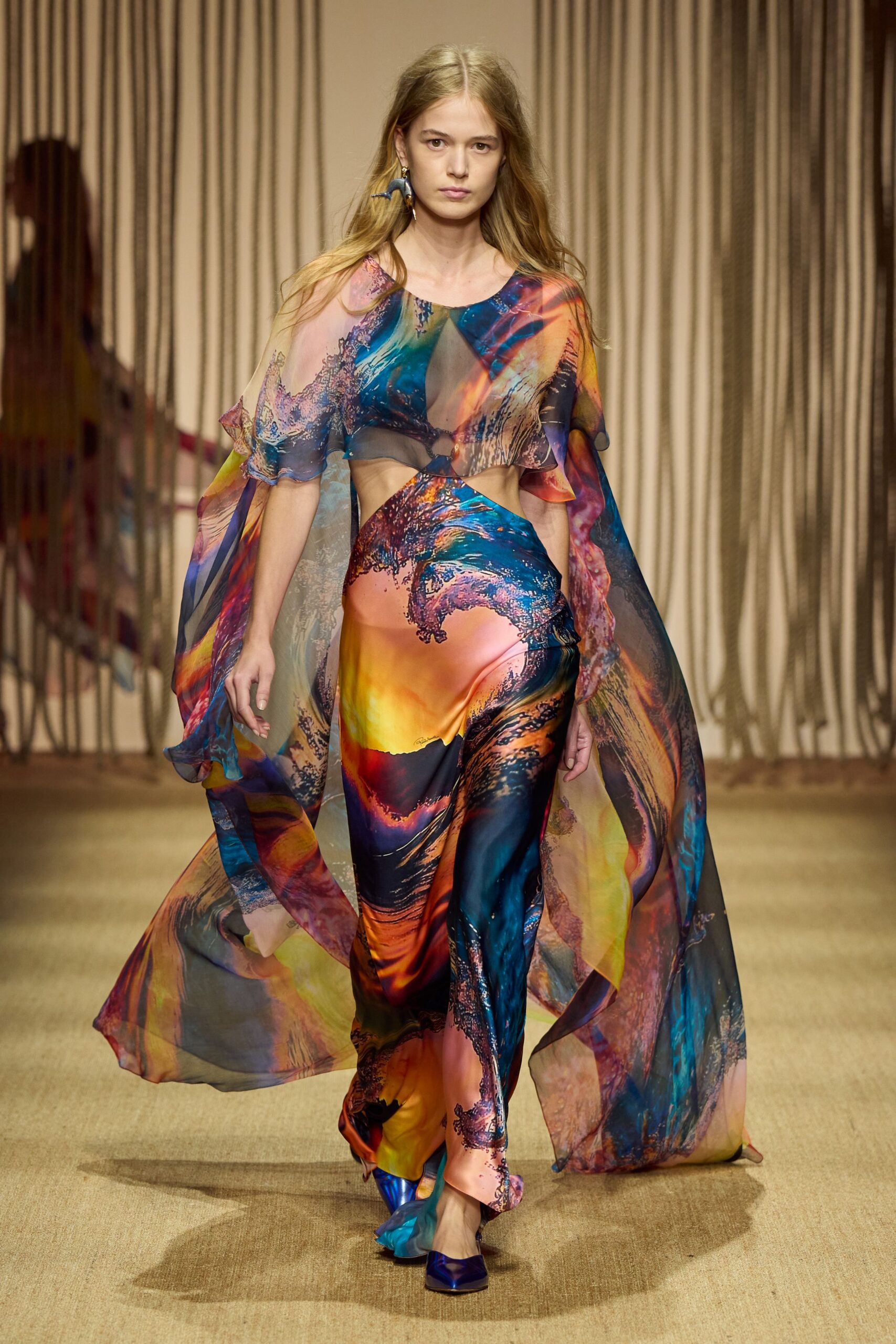 multi-colored flowing gown