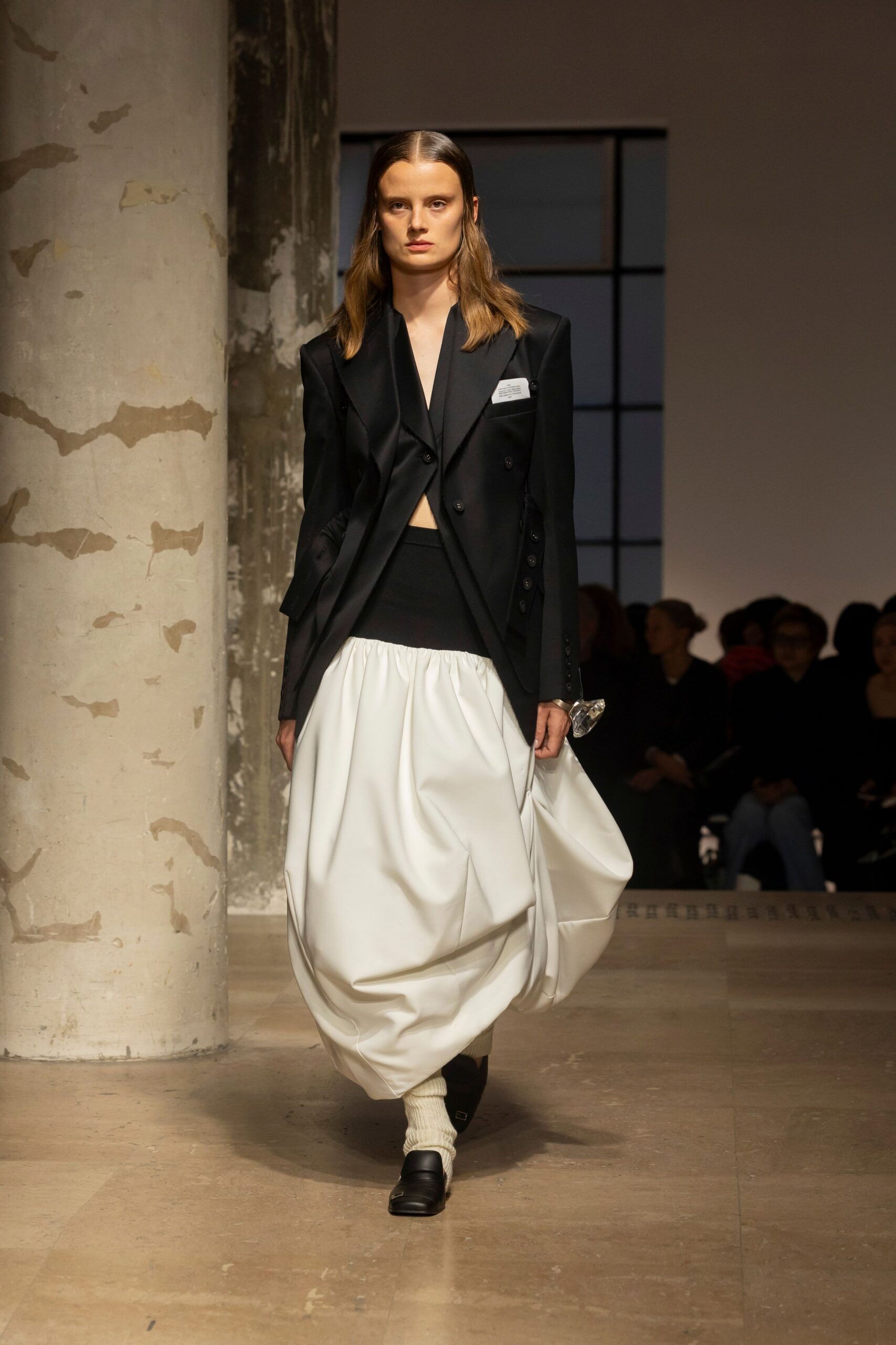 black blazer white skirt outfit