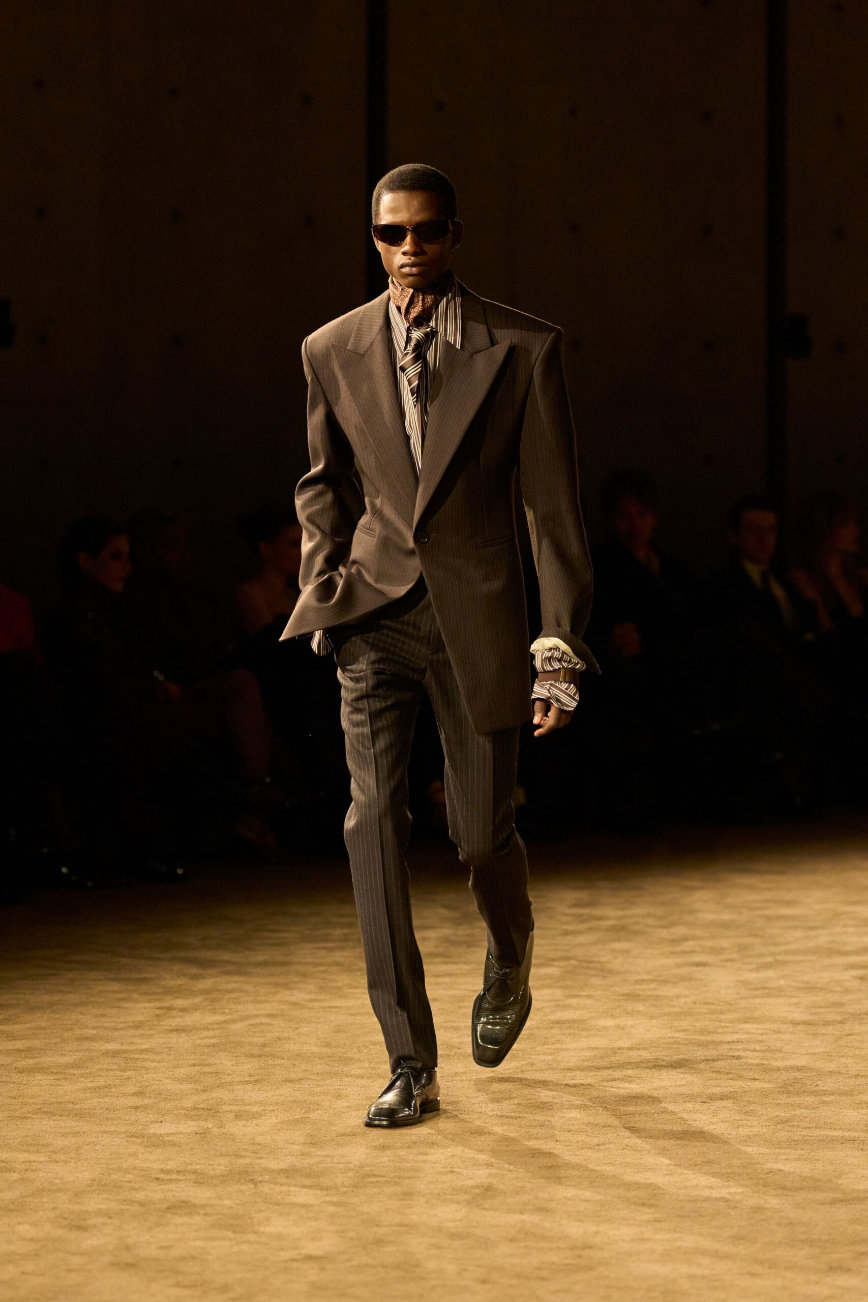 black striped tailored suit