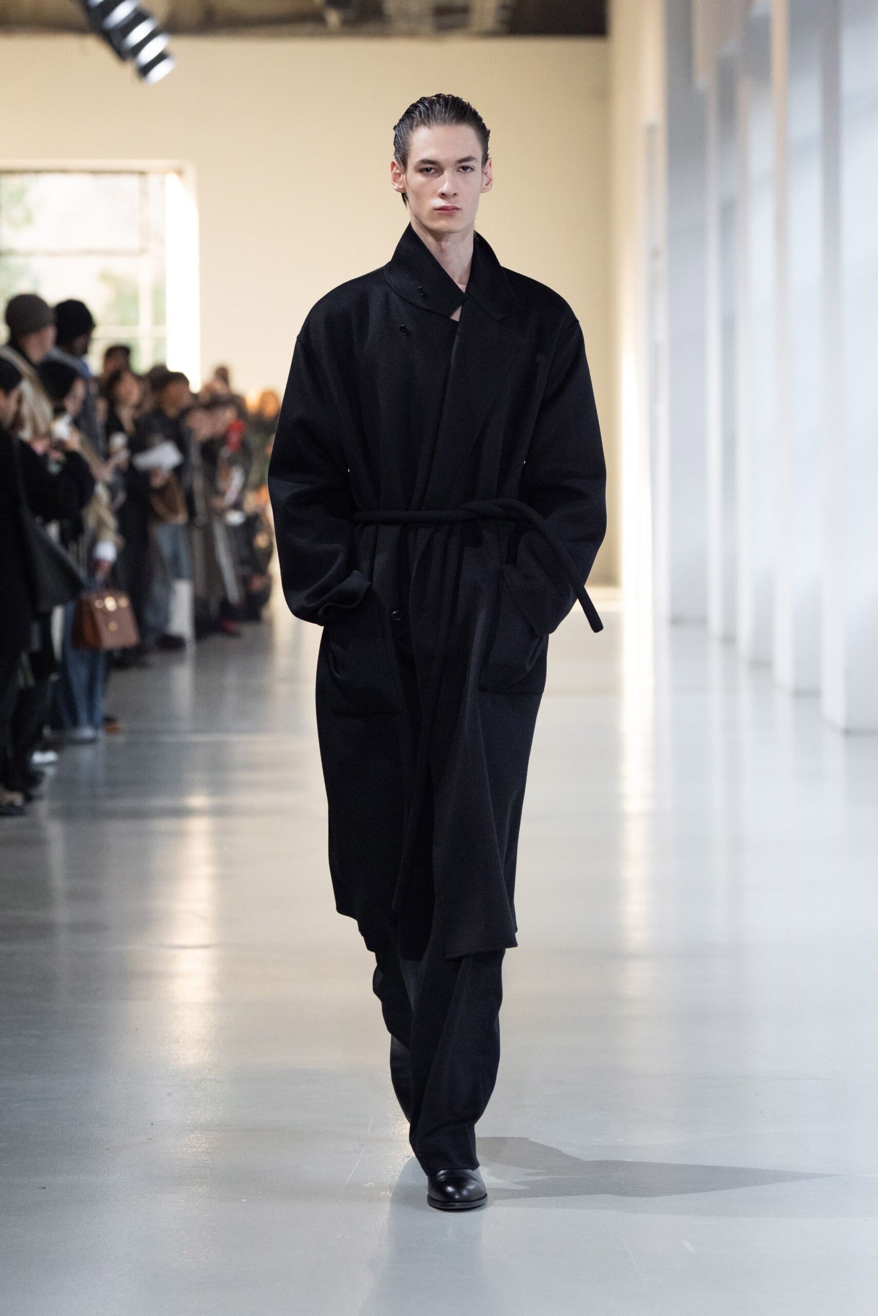black wool coat and pants