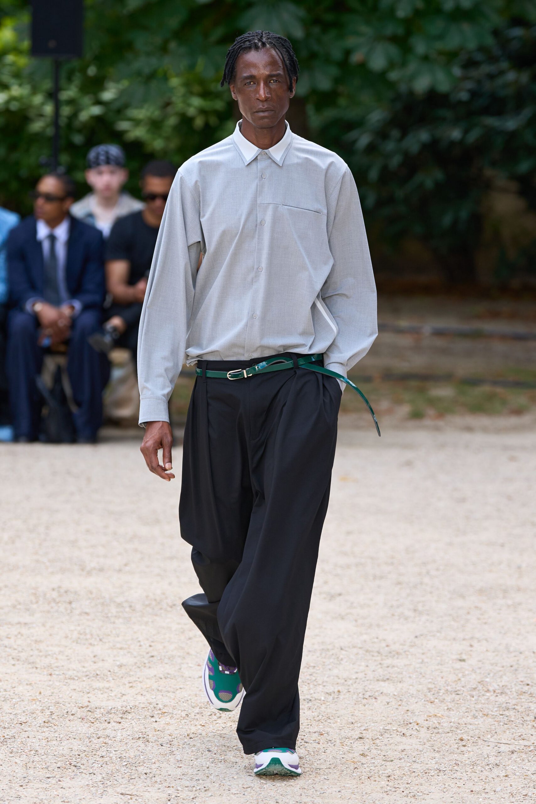 green leather belt