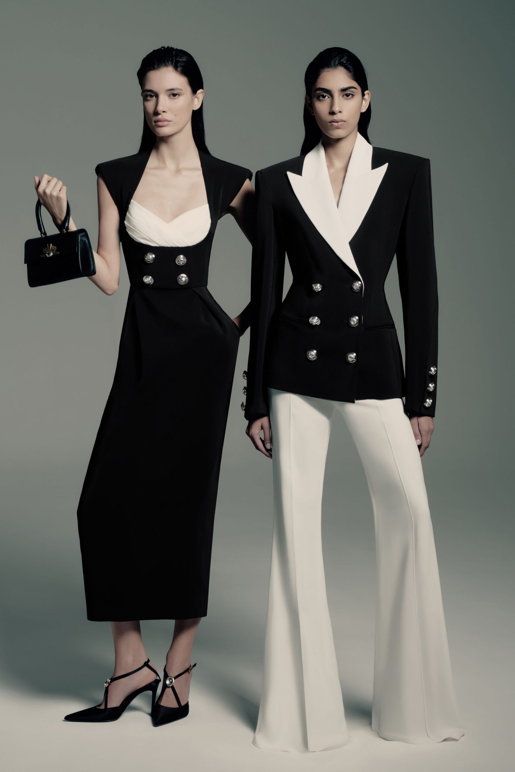 white wool tailored flared pants