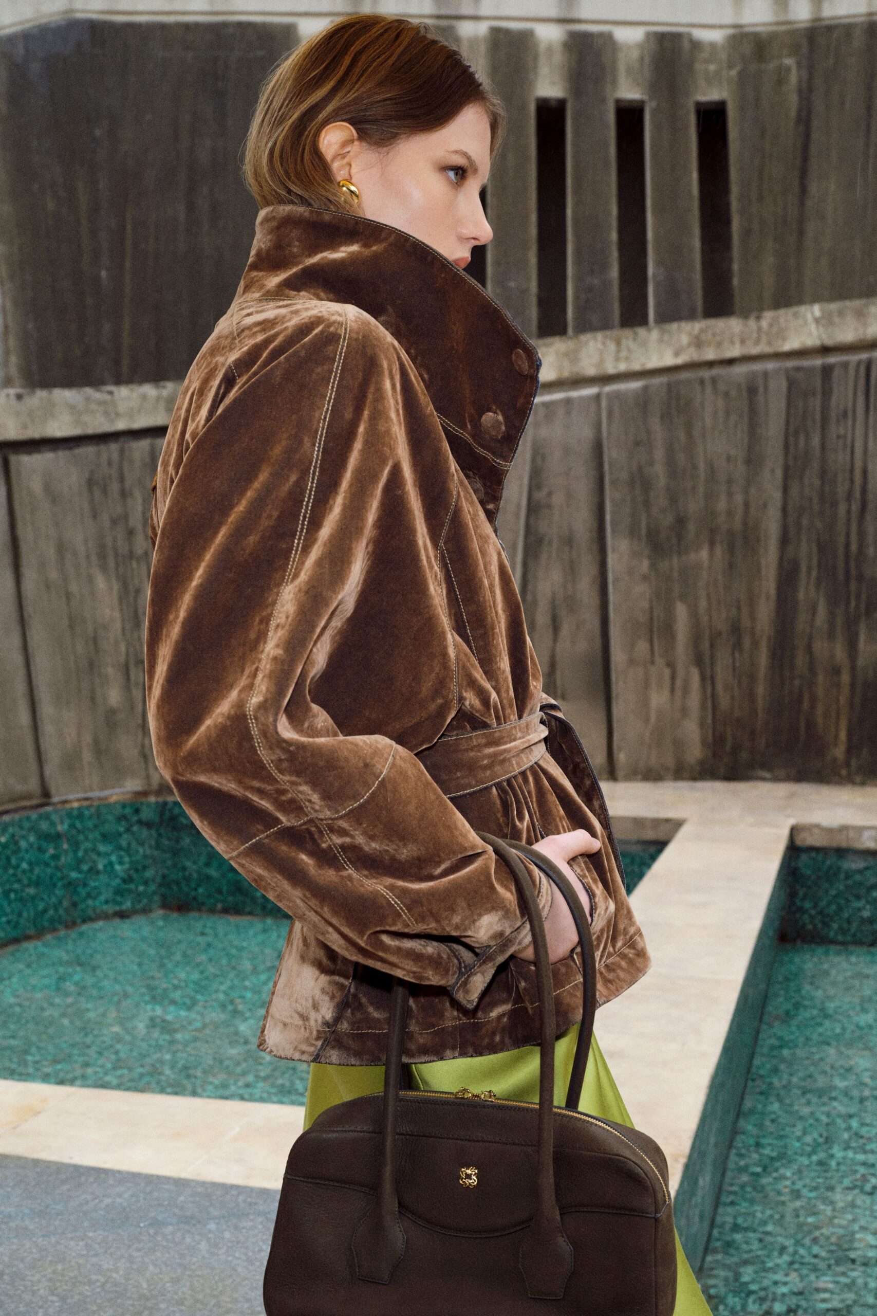 brown velvet relaxed jacket