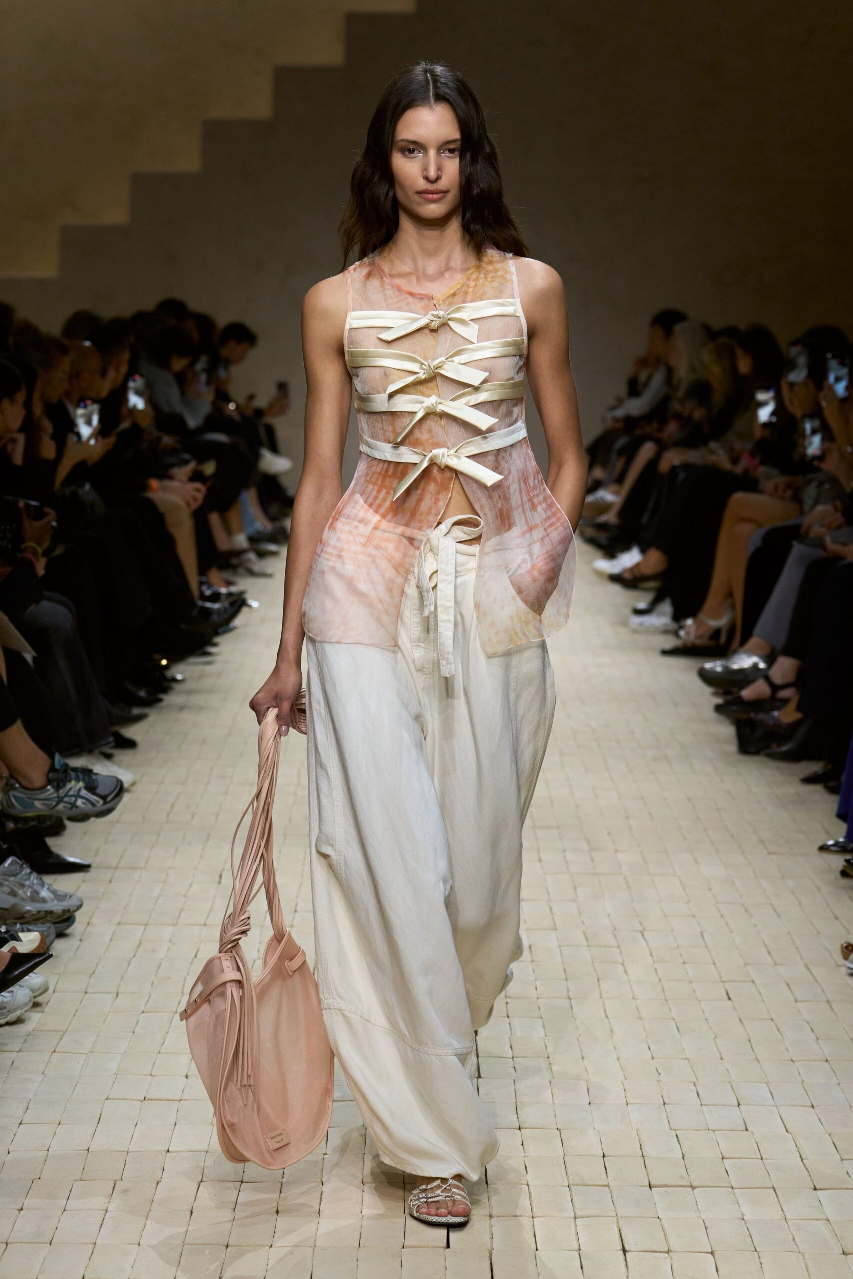 fitted white top with wide-leg pants