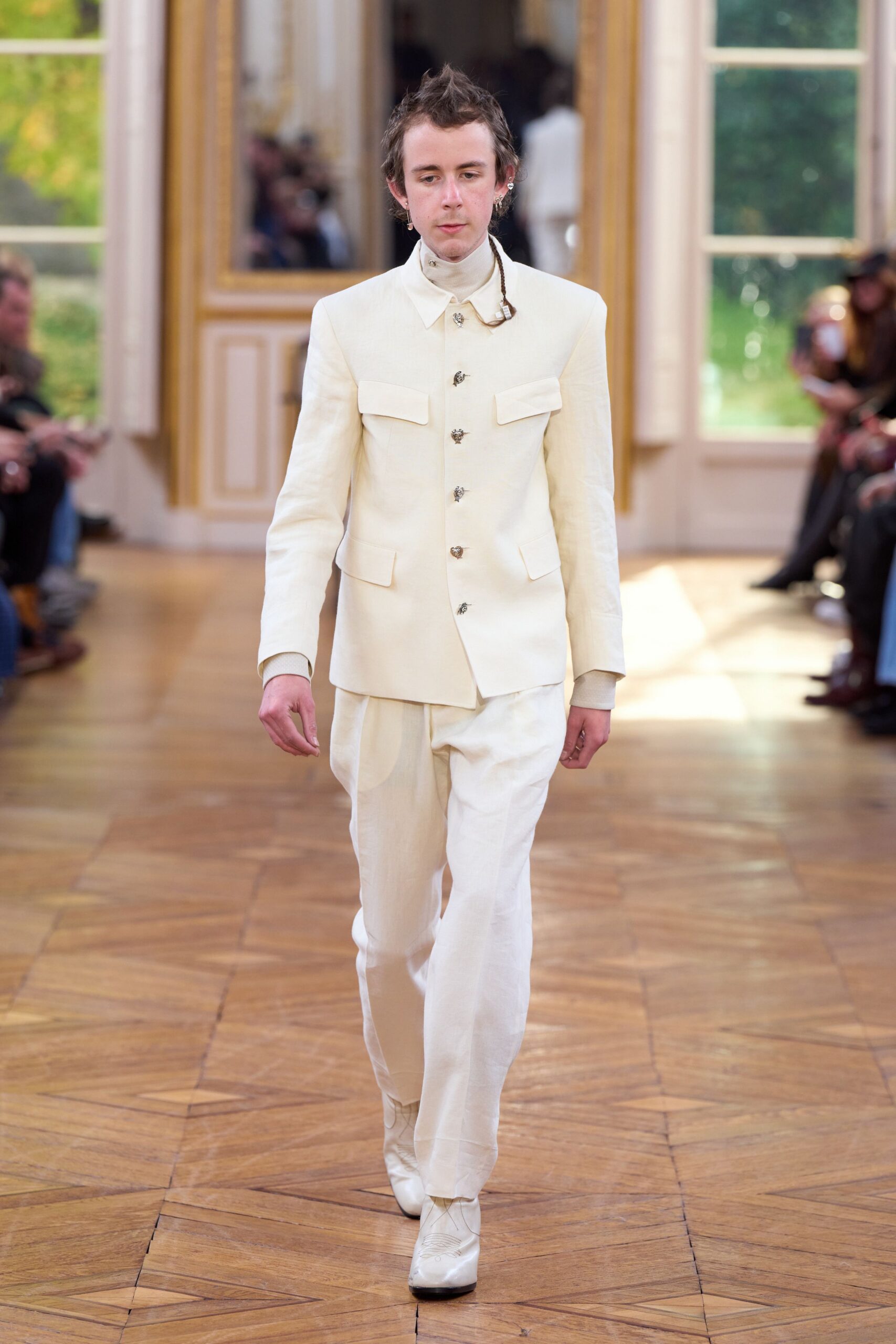 white tailored suit with shoes