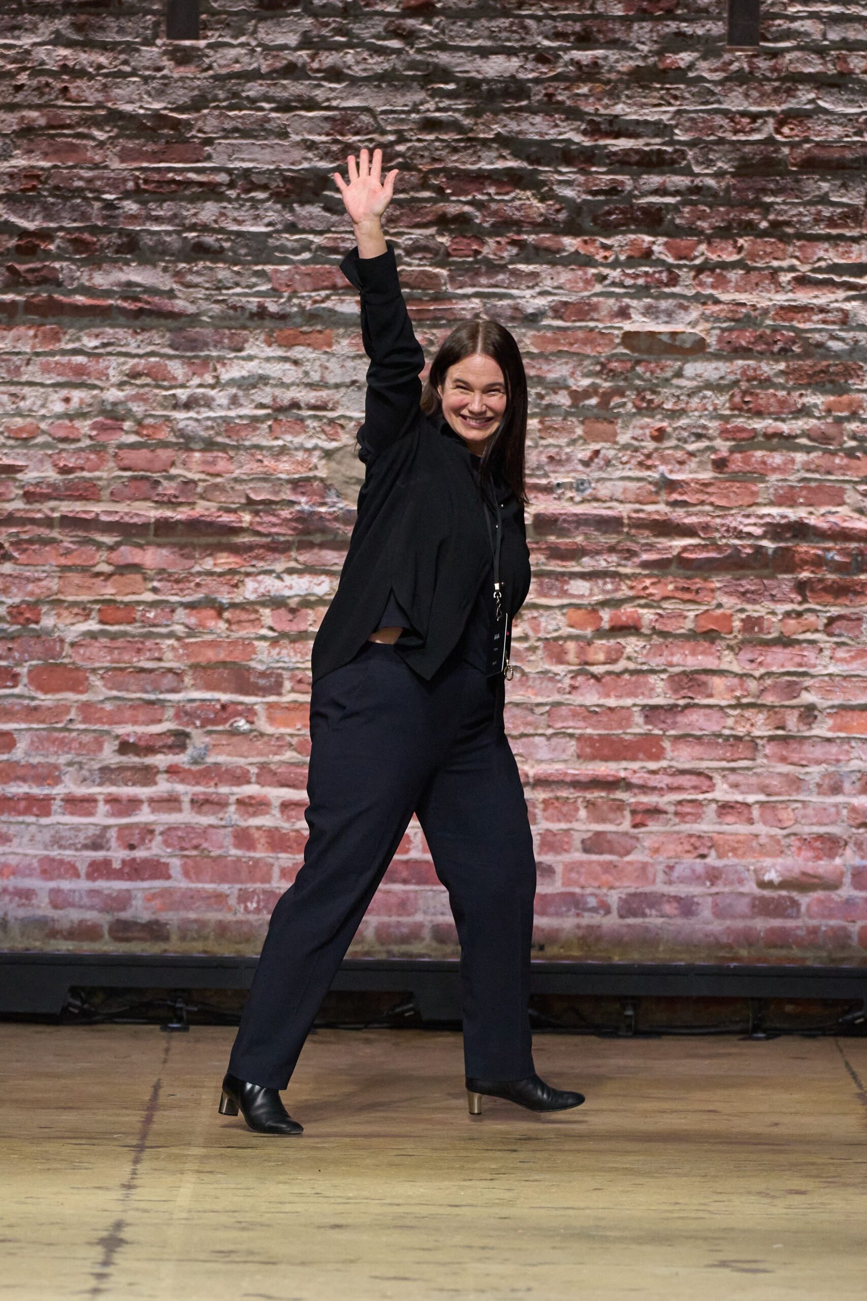 black jacket and pants with boots