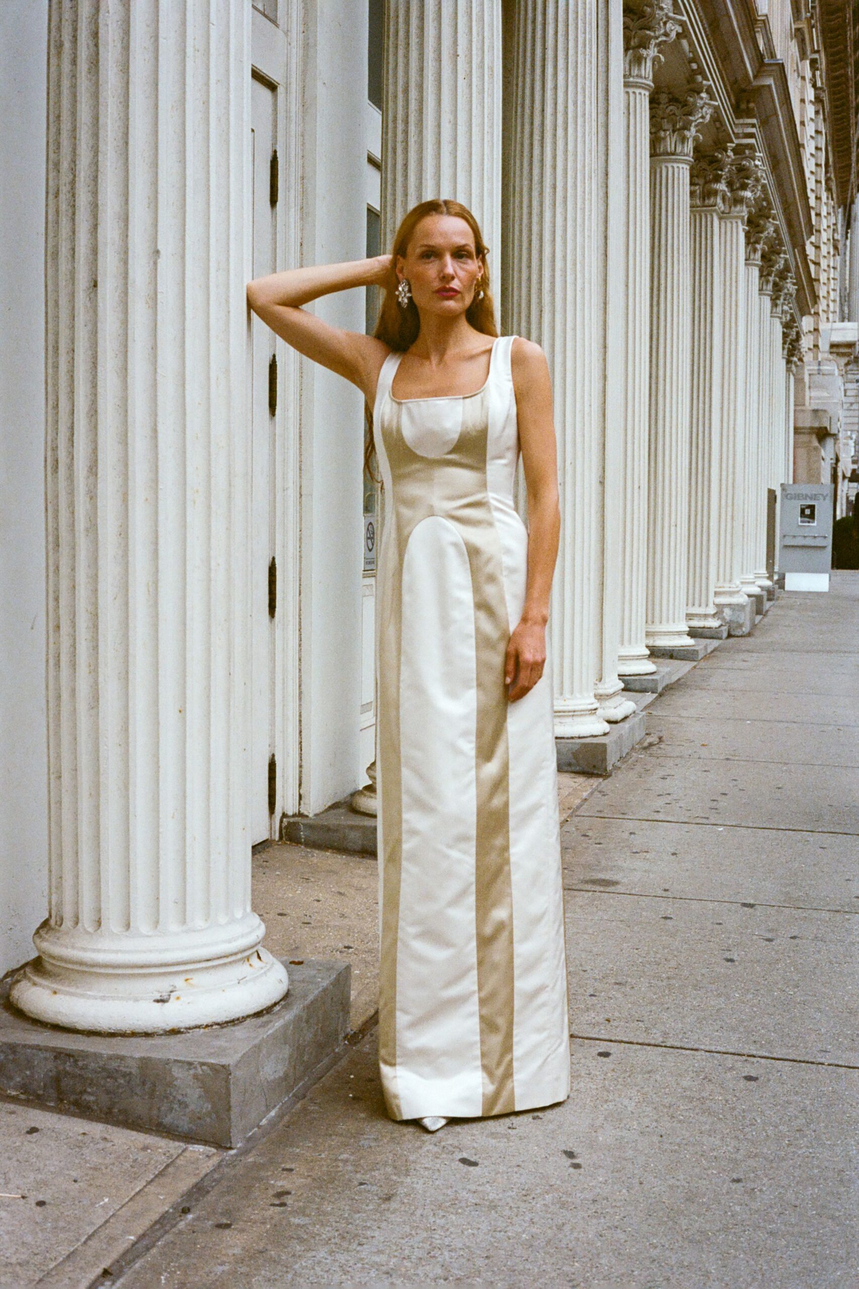 ivory silk fitted gown
