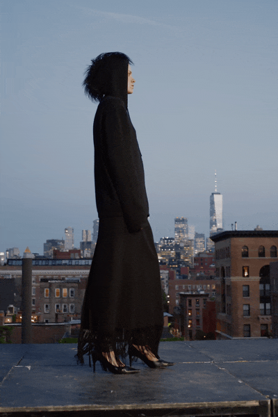 black cotton long-sleeve hooded relaxed fringed hoodie