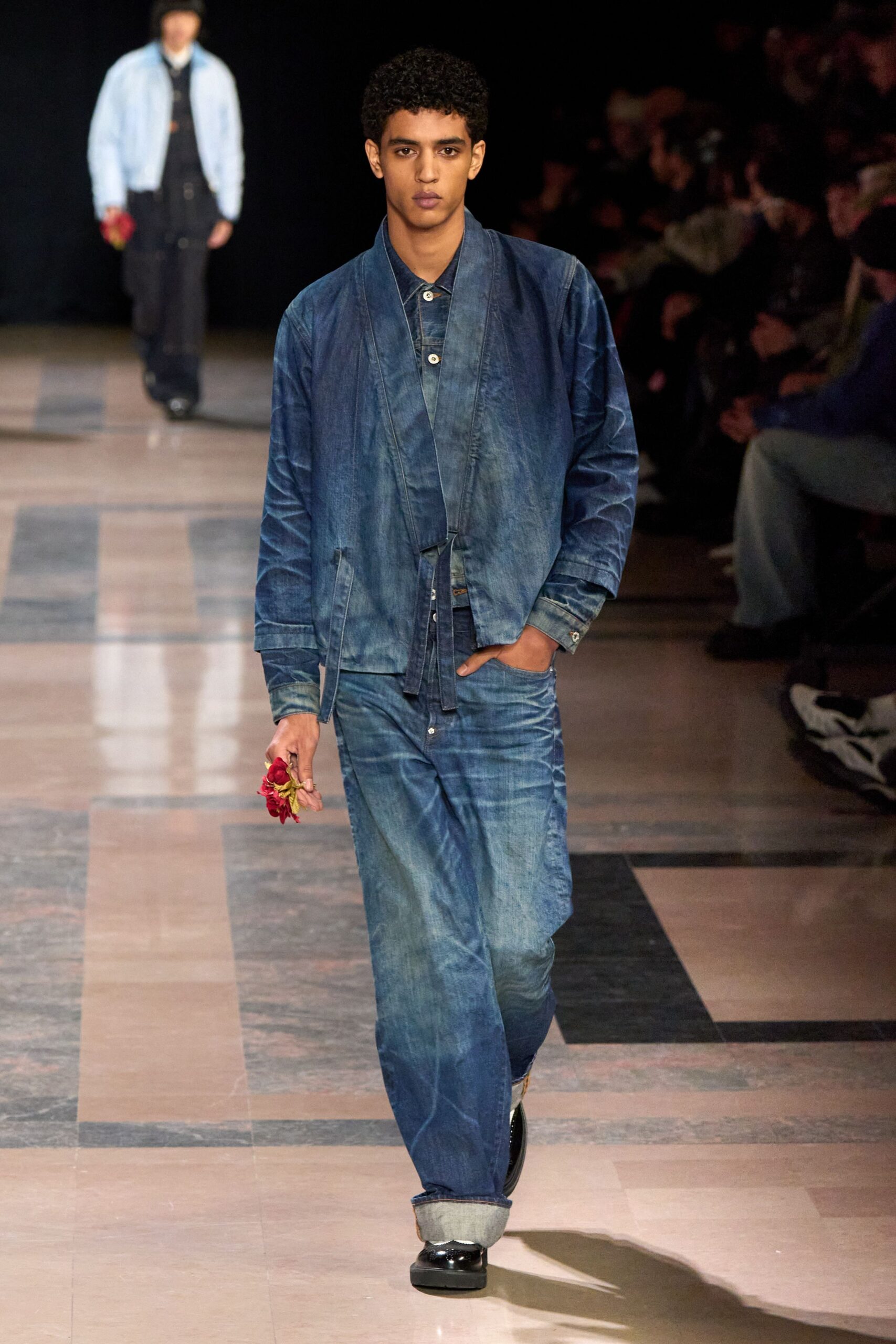 blue denim jacket and jumpsuit