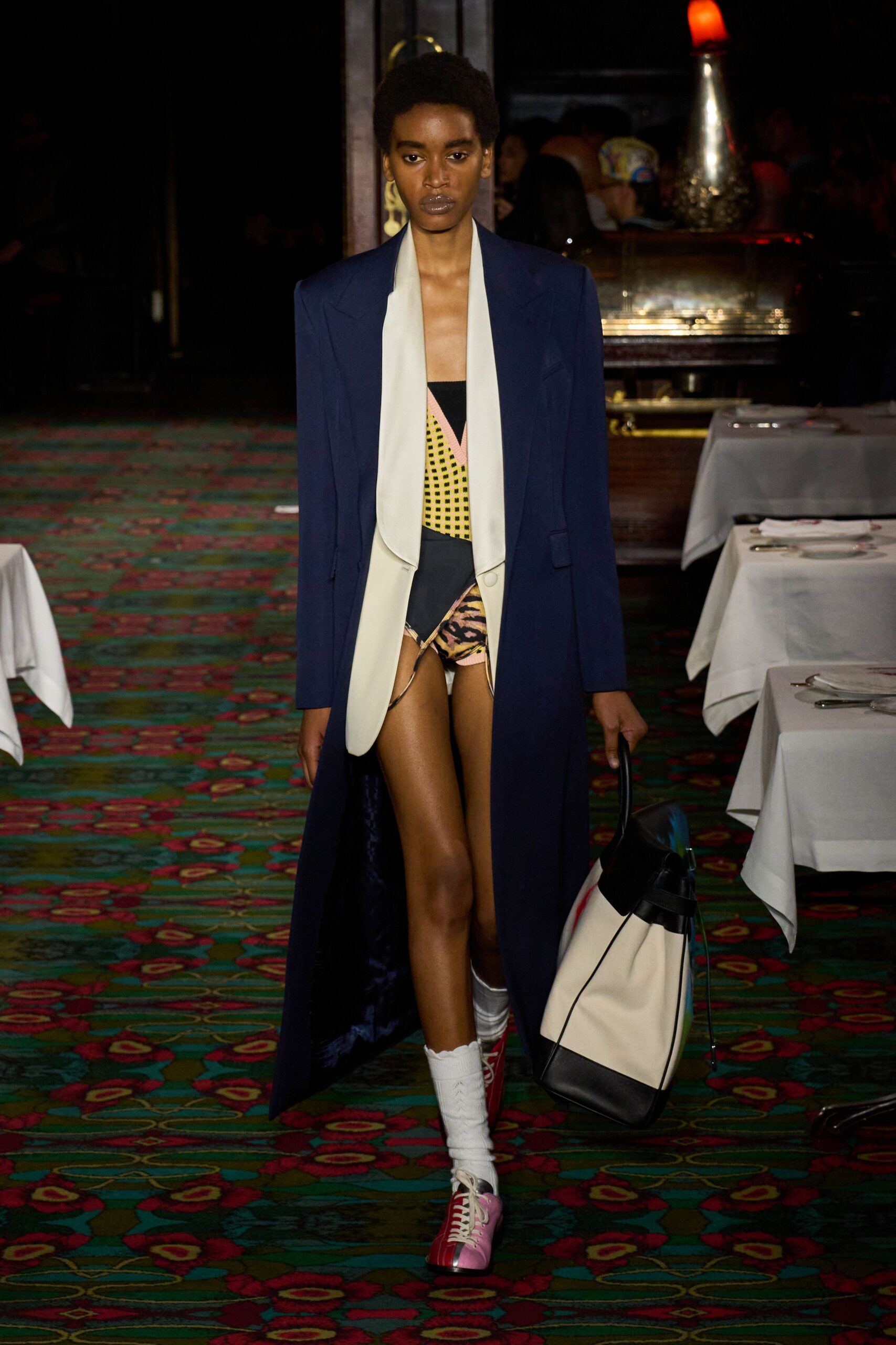 blue wool long-sleeve collared tailored buttoned maxi coat