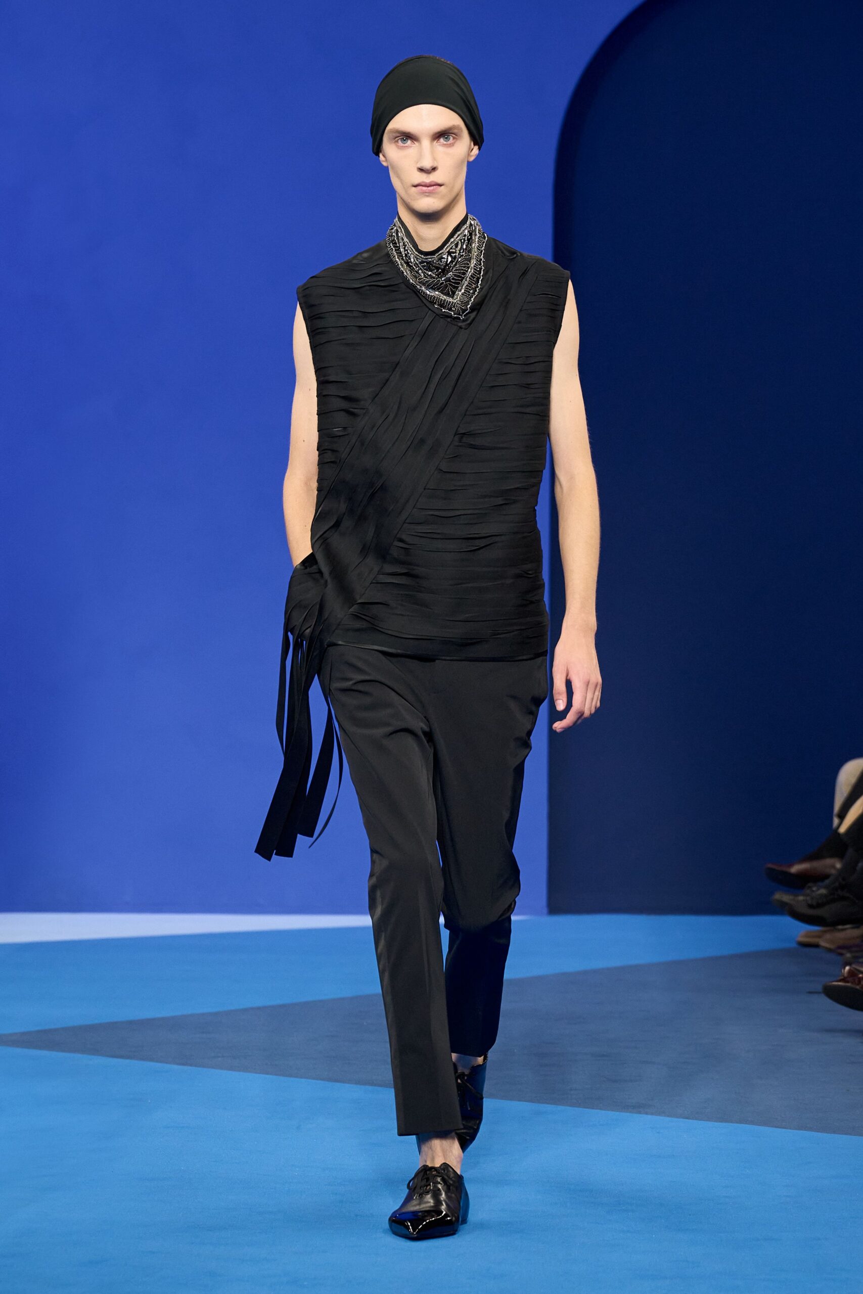 black silk slim straight-leg pants