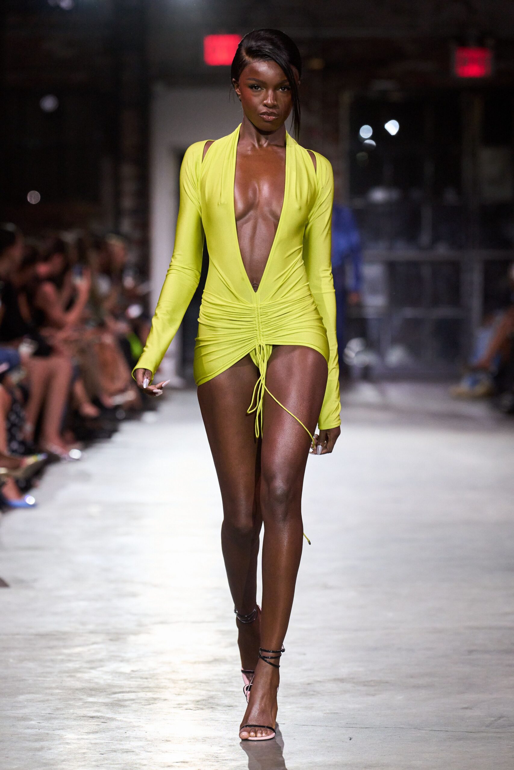 fitted yellow mini dress