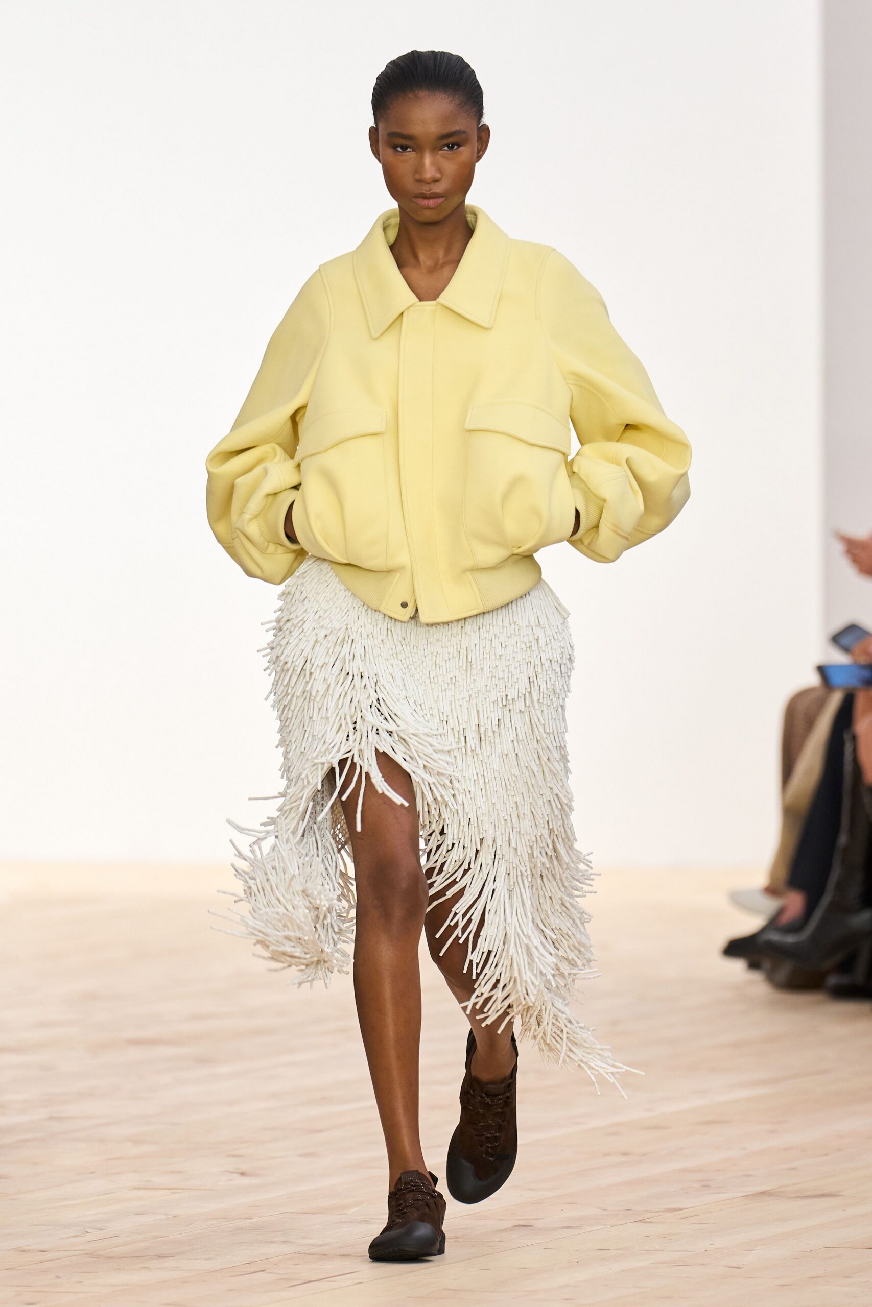 yellow cotton long-sleeve collared relaxed buttoned jacket