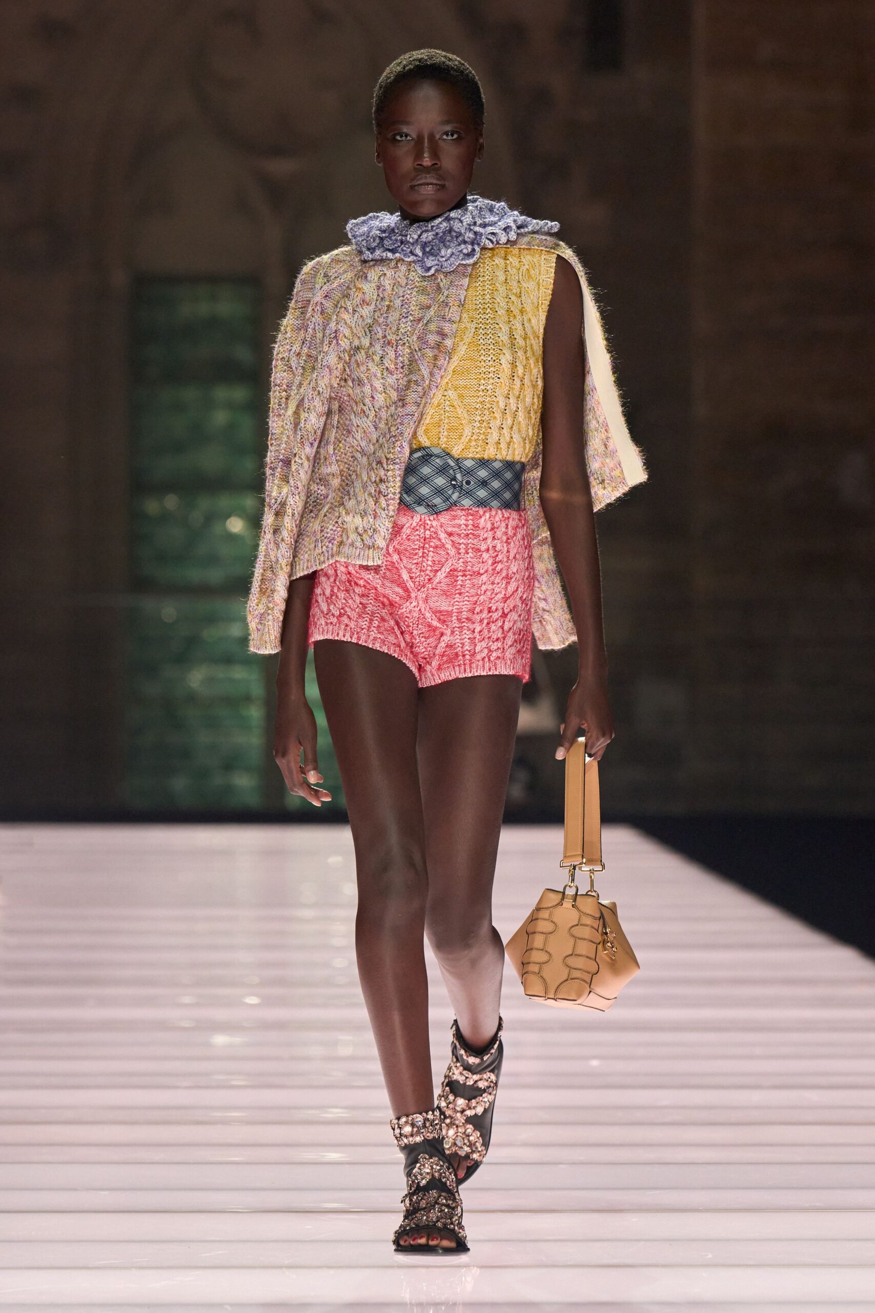 yellow wool relaxed layered cape