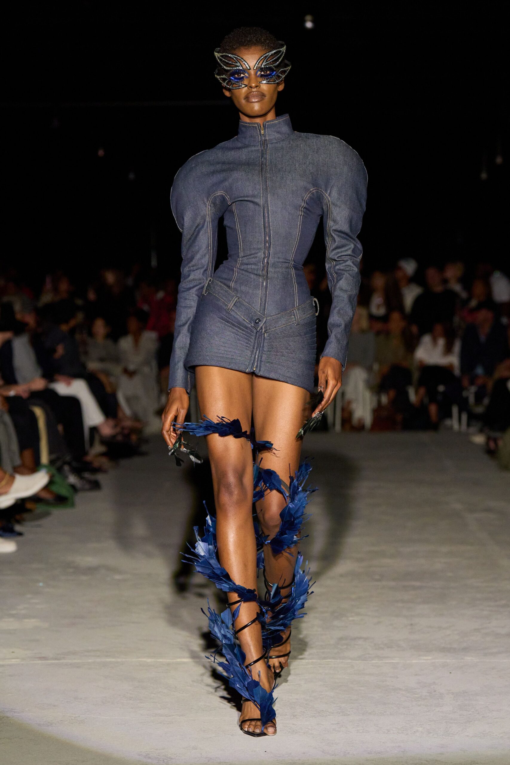 blue denim mini dress