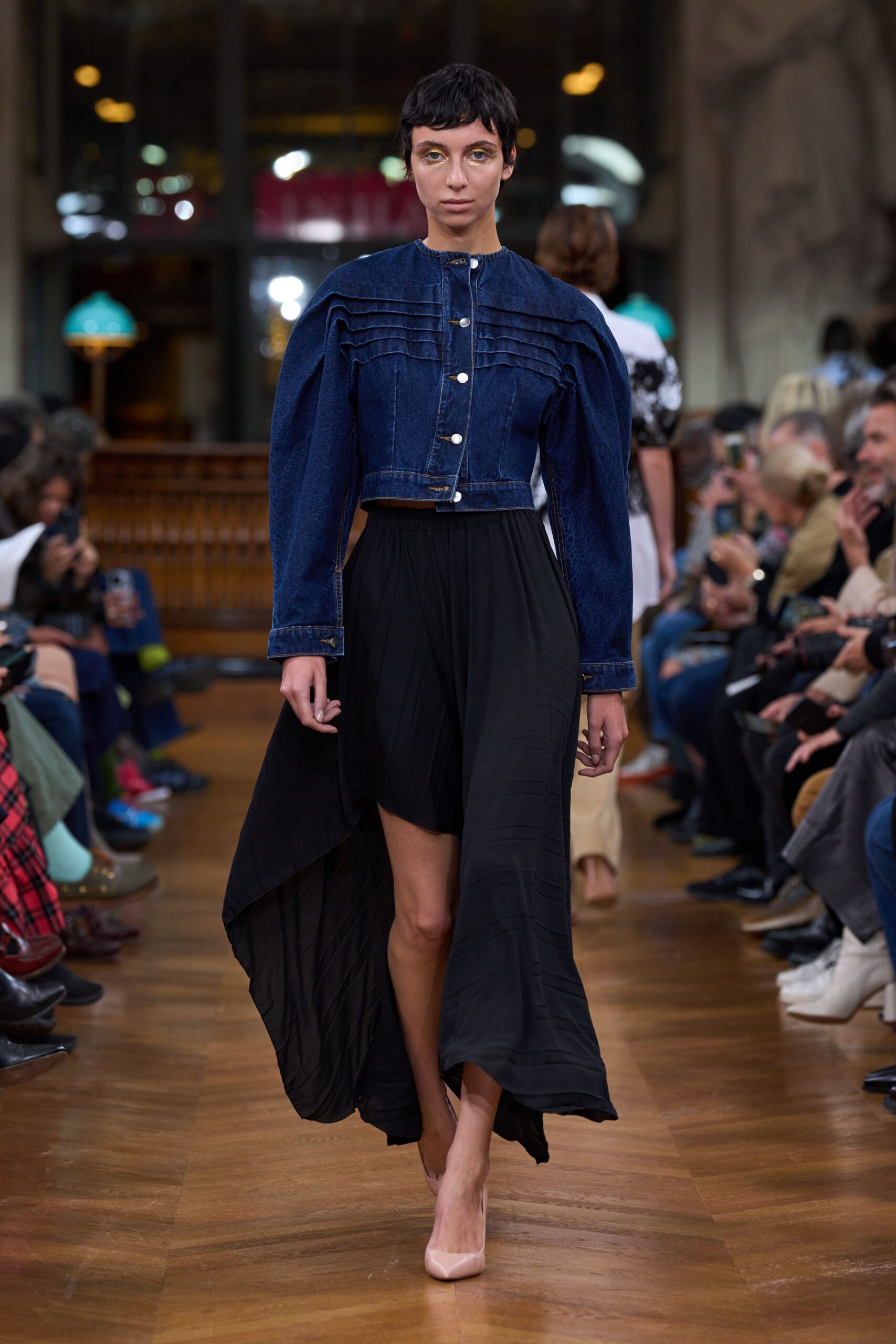 black silk asymmetric relaxed layered flowing midi skirt