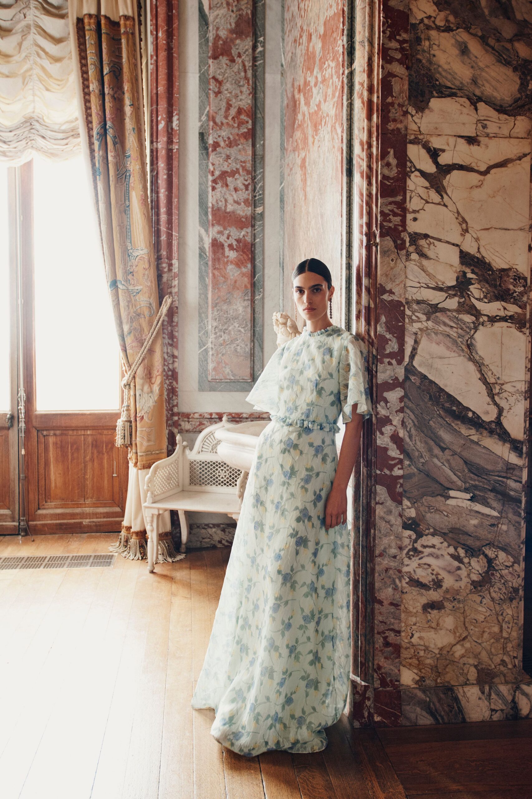 floral silk maxi gown