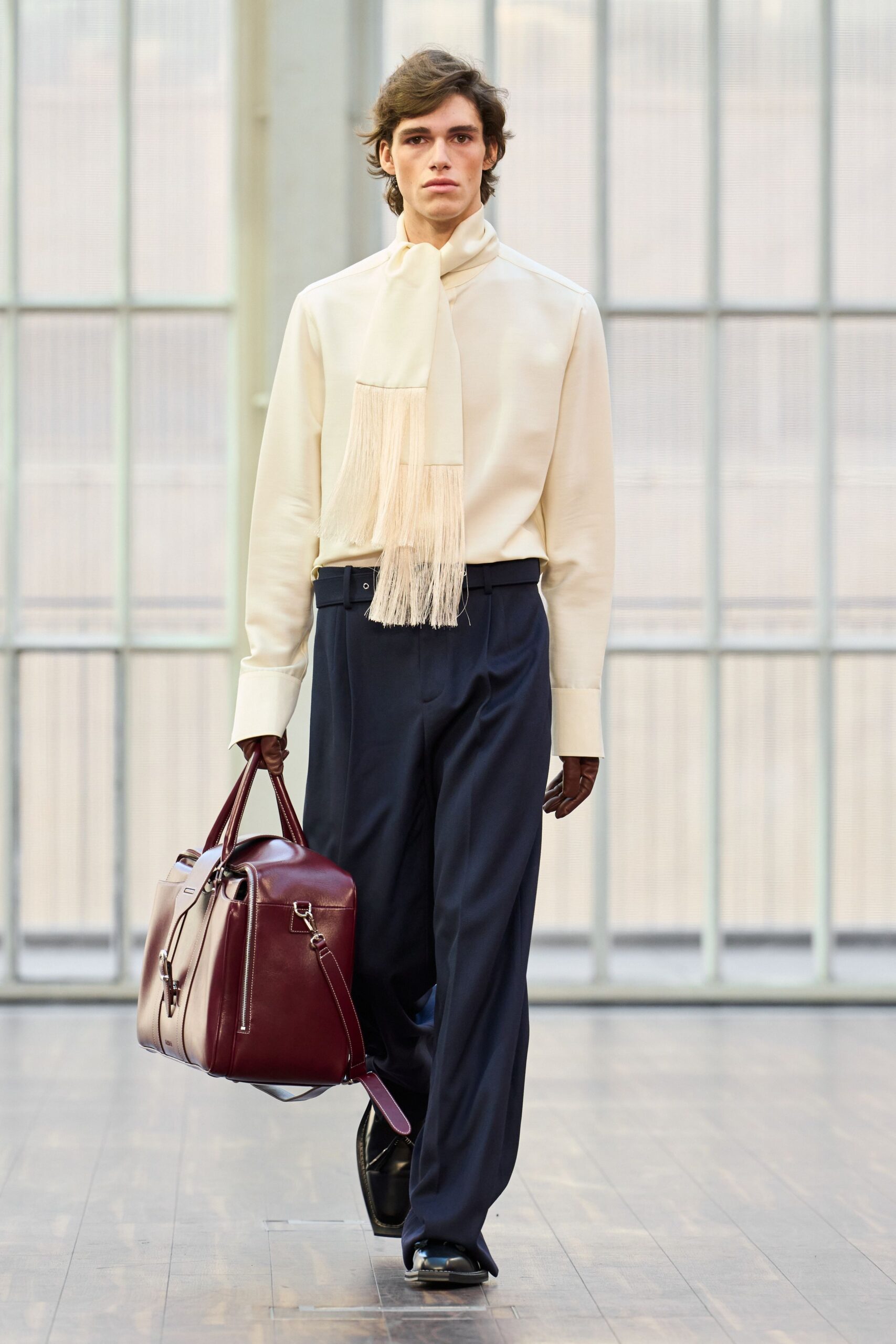 ivory silk fringed scarf