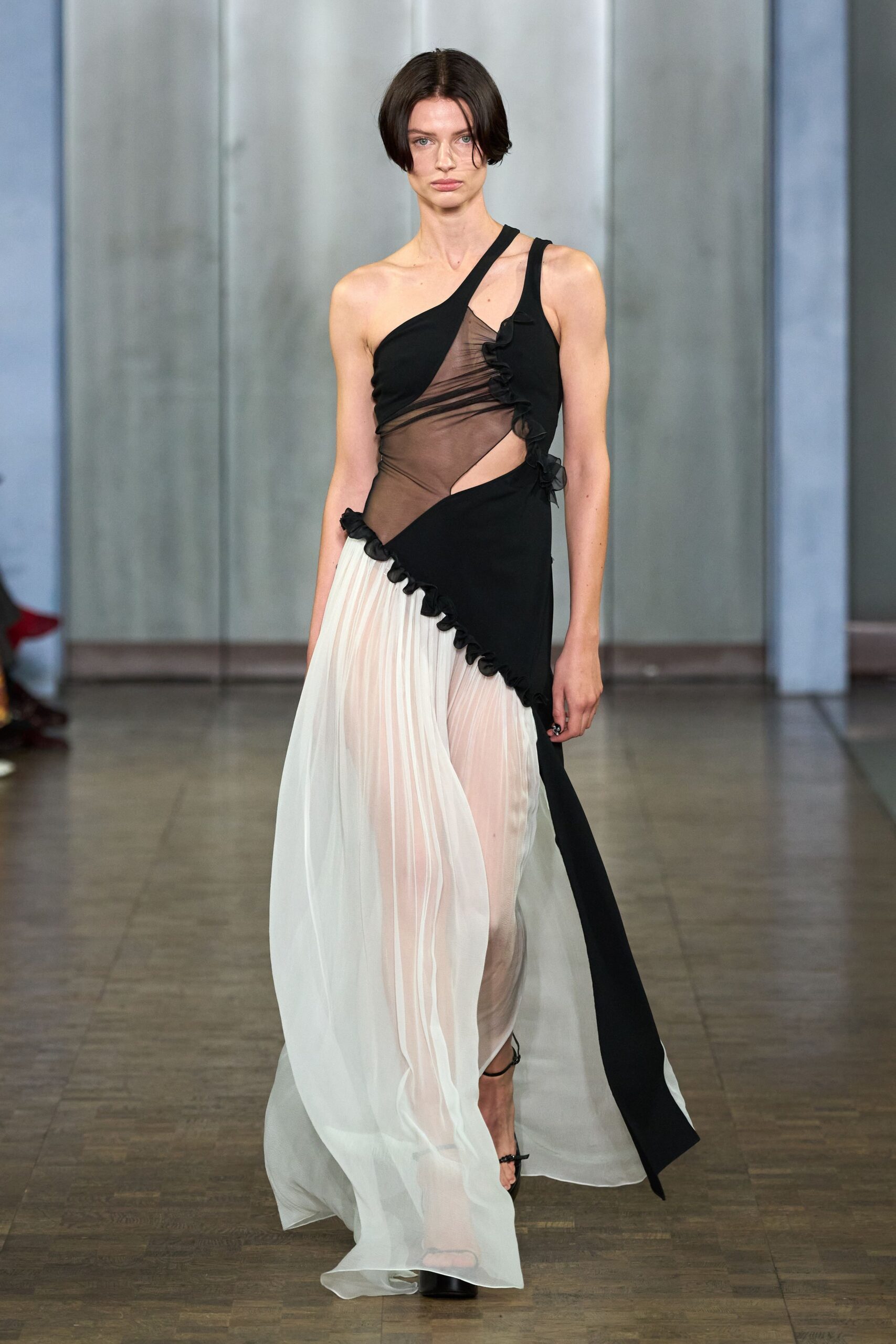 black and white asymmetric dress
