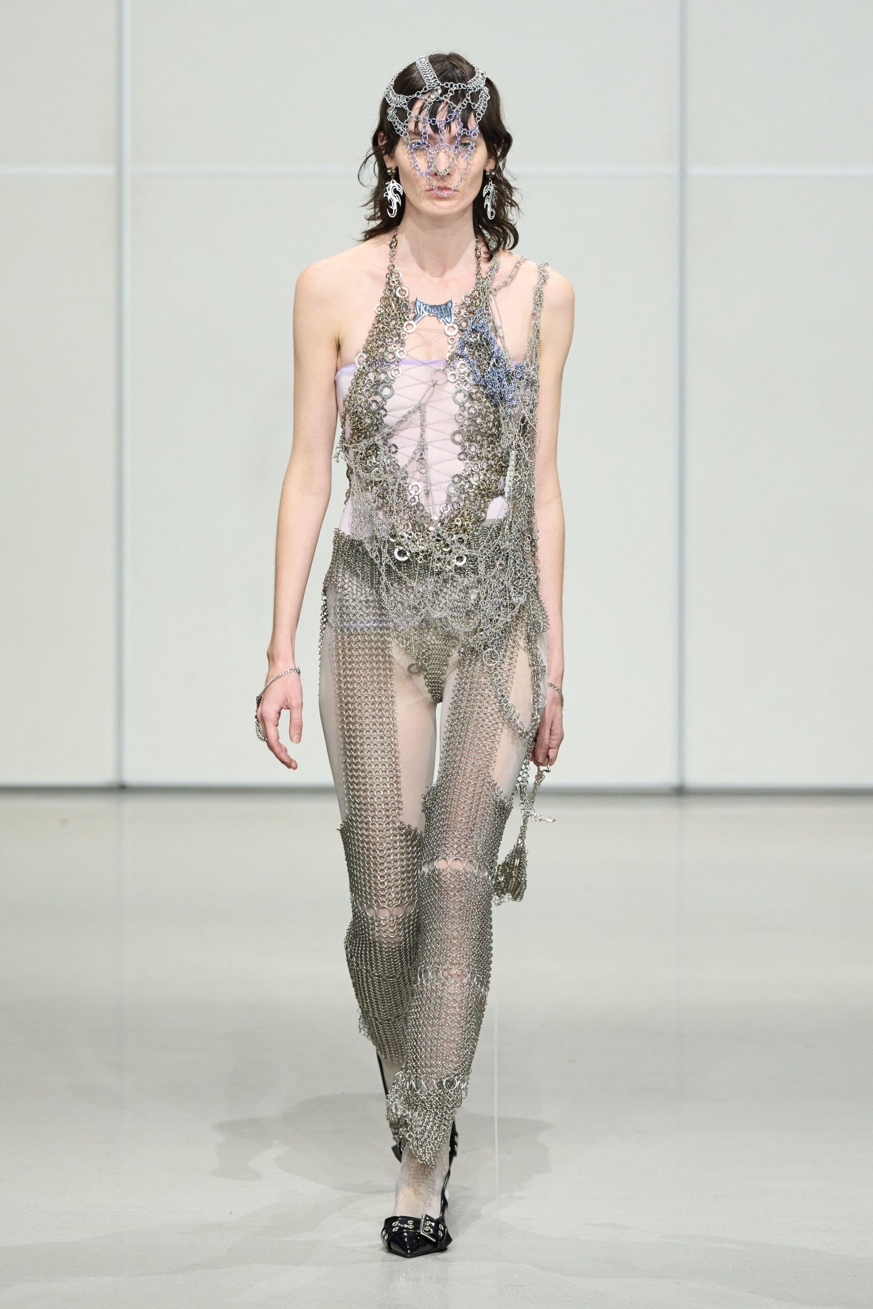 gray metallic sleeveless halter fitted layered jumpsuit