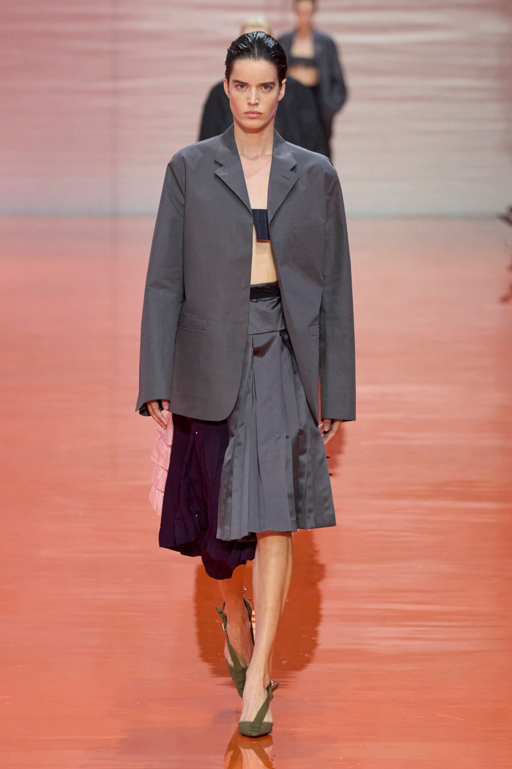 gray oversized blazer with fitted top