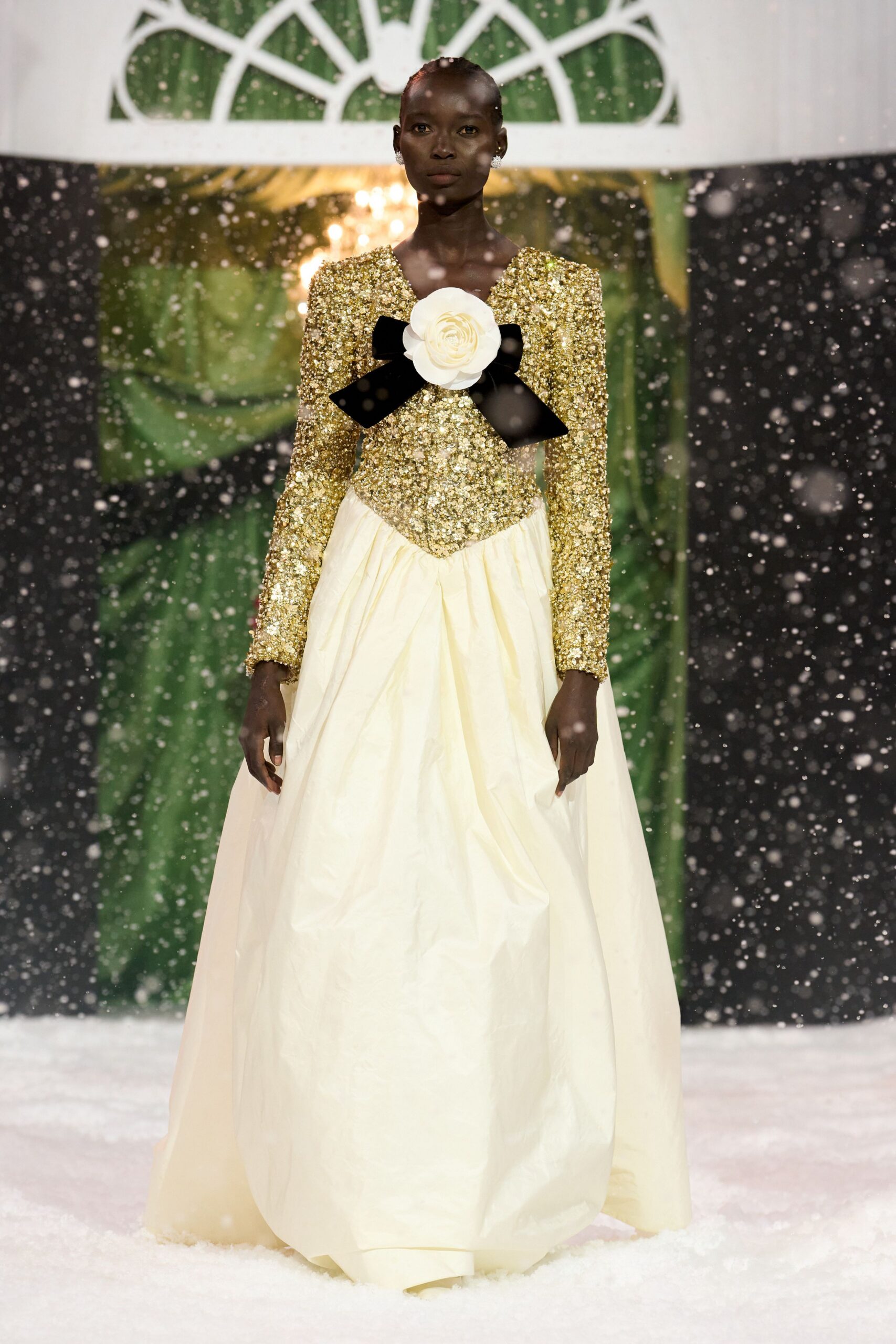 ivory gold sequined gown