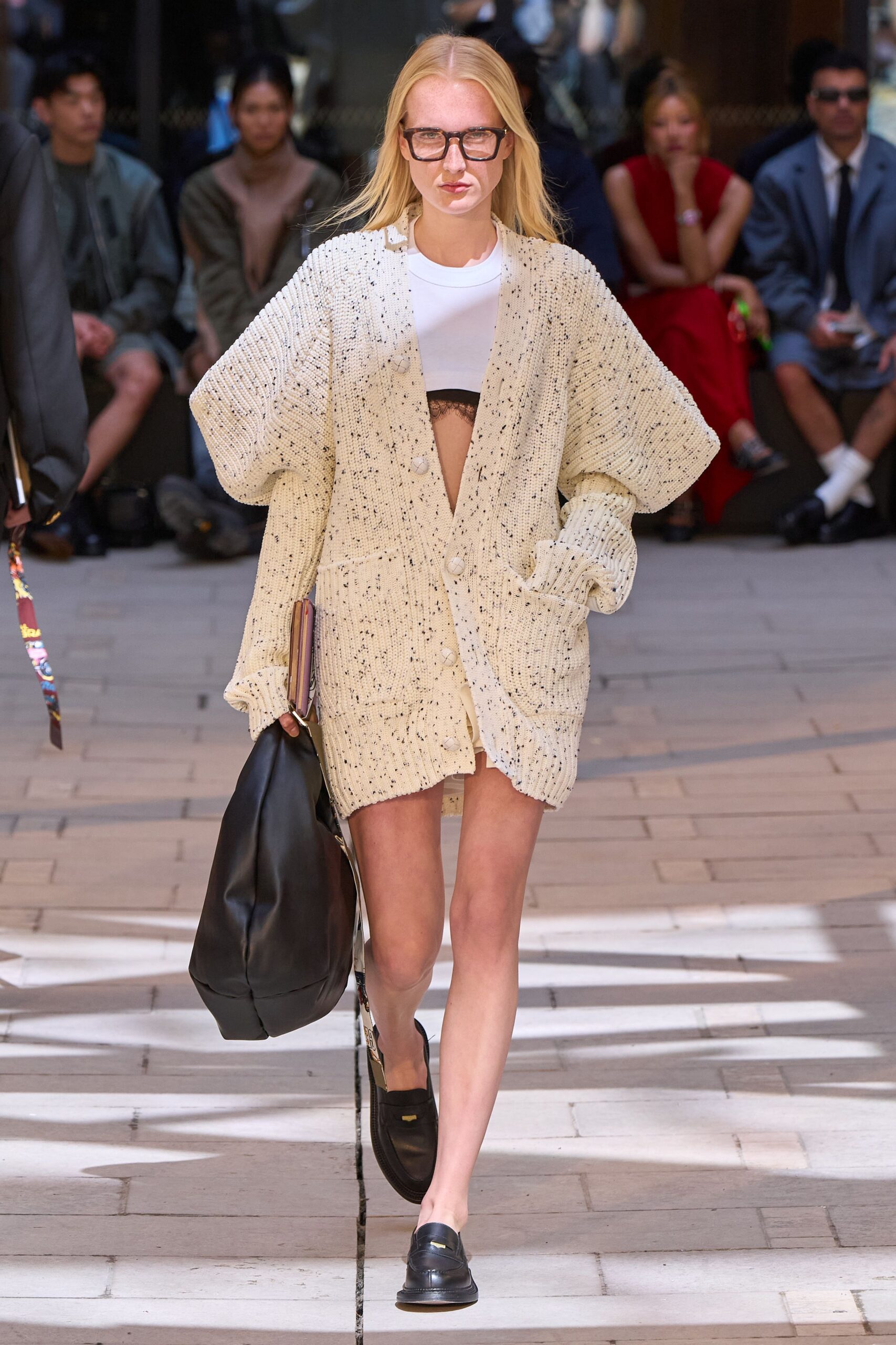 beige cotton long-sleeve collared oversized cardigan