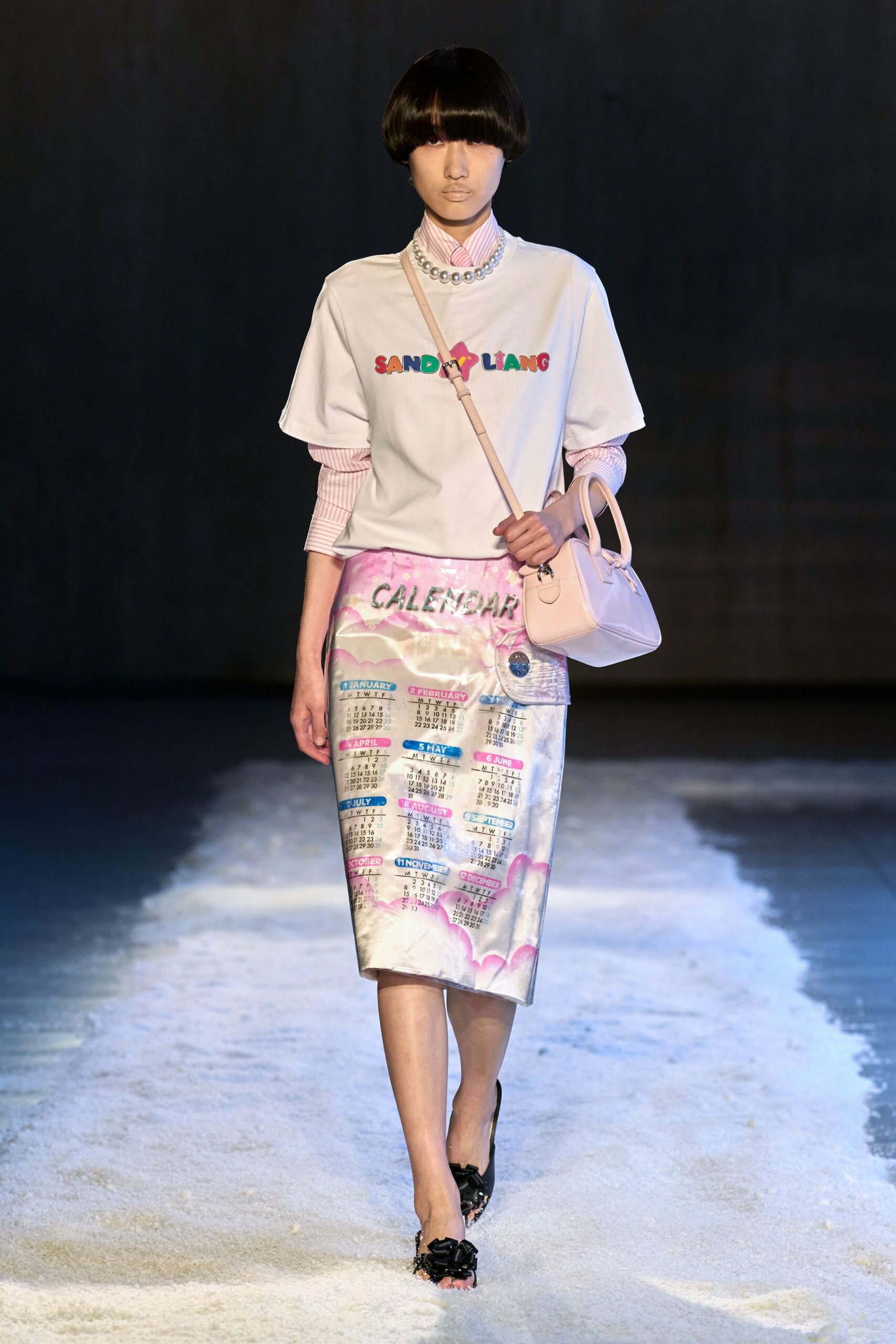 multi silk fitted pencil midi skirt