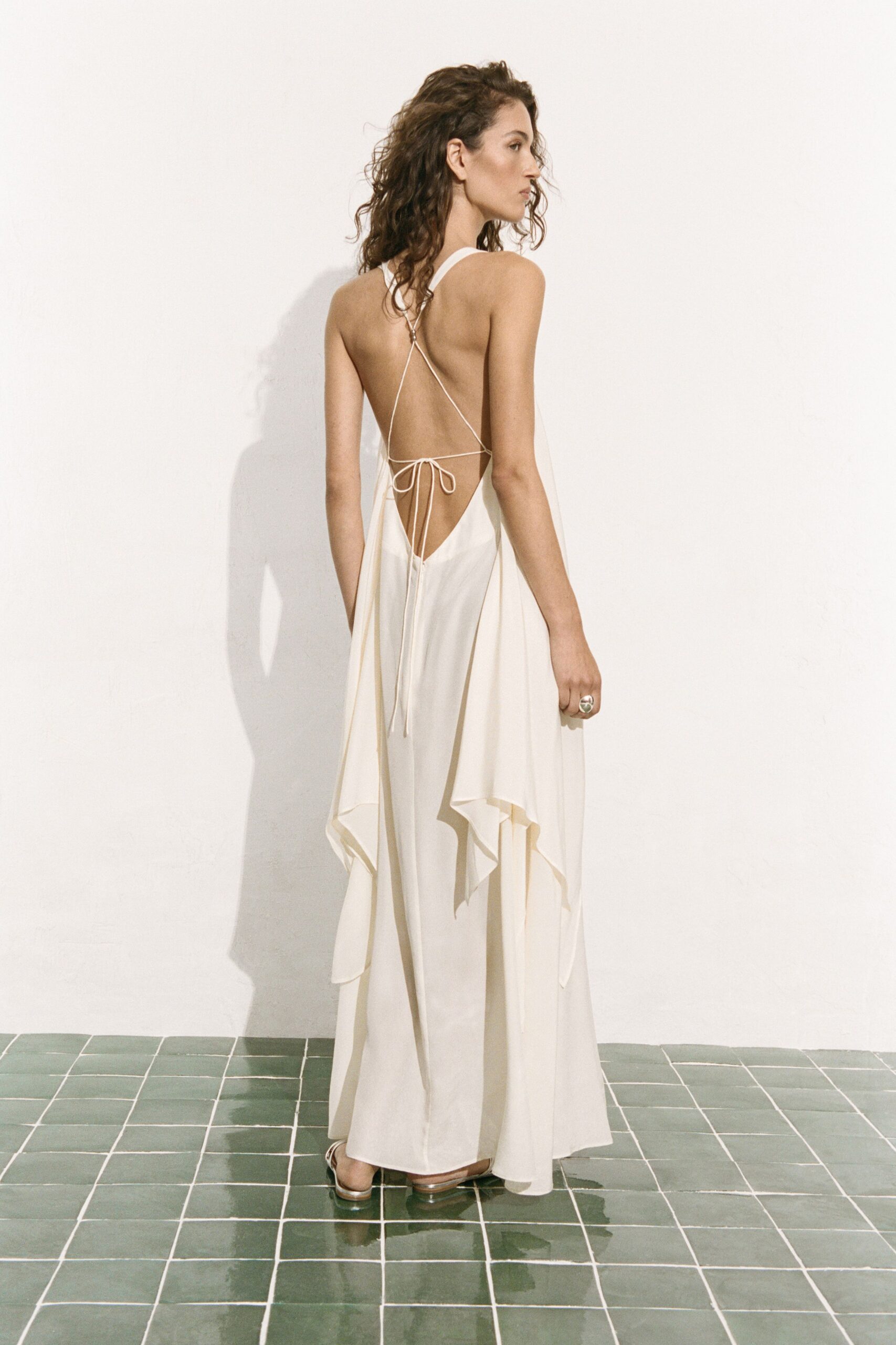 white silk backless gown